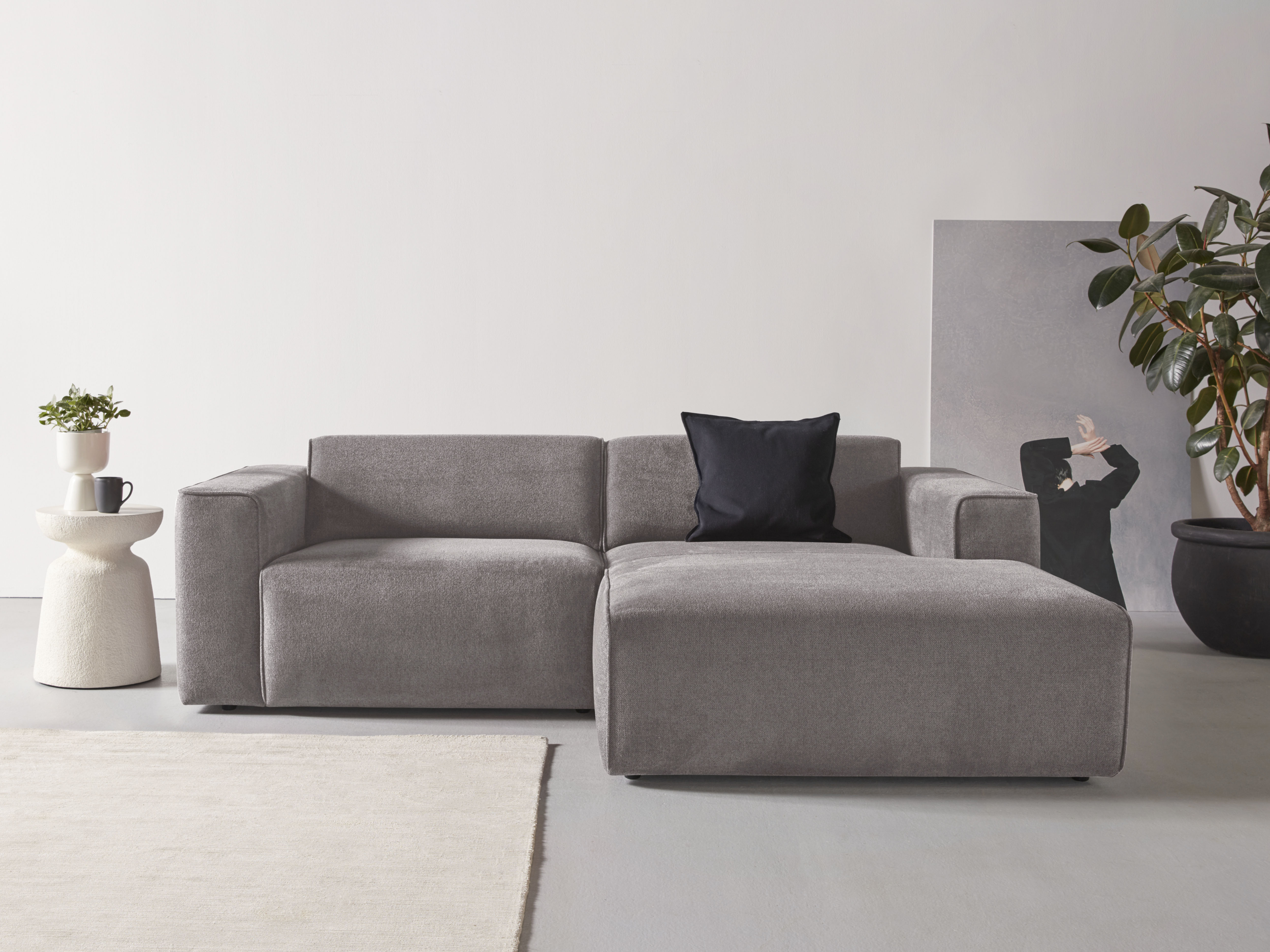 andas Ecksofa "Noord mit Kedernaht, Breite 234 cm", Cord, Struktur, Webstof günstig online kaufen