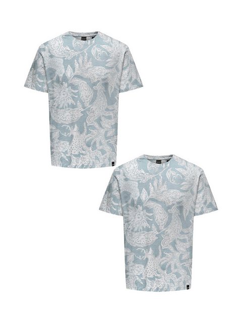 ONLY & SONS T-Shirt T-Shirt 2er-Set Rundhals Kurzarm (1-tlg) 7634 in Grün-2 günstig online kaufen