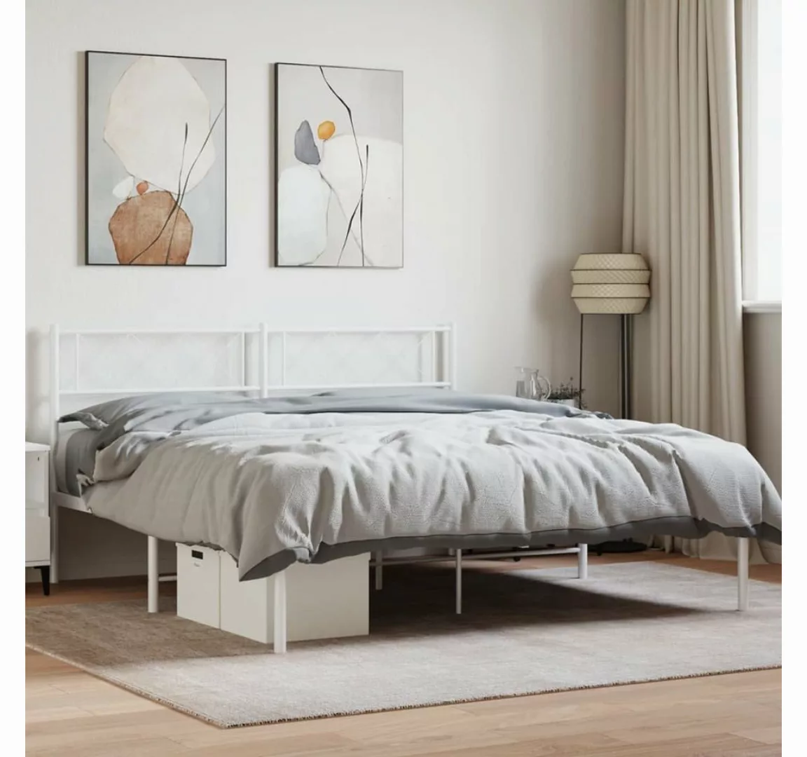 furnicato Bett Bettgestell mit Kopfteil Metall Weiß 120x200 cm günstig online kaufen