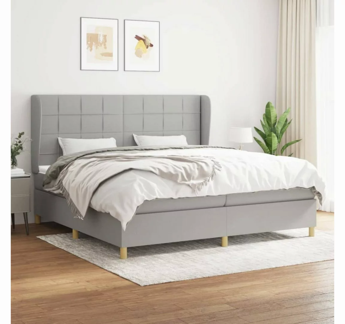 furnicato Bett Boxspringbett mit Matratze Hellgrau 200x200 cm Stoff günstig online kaufen