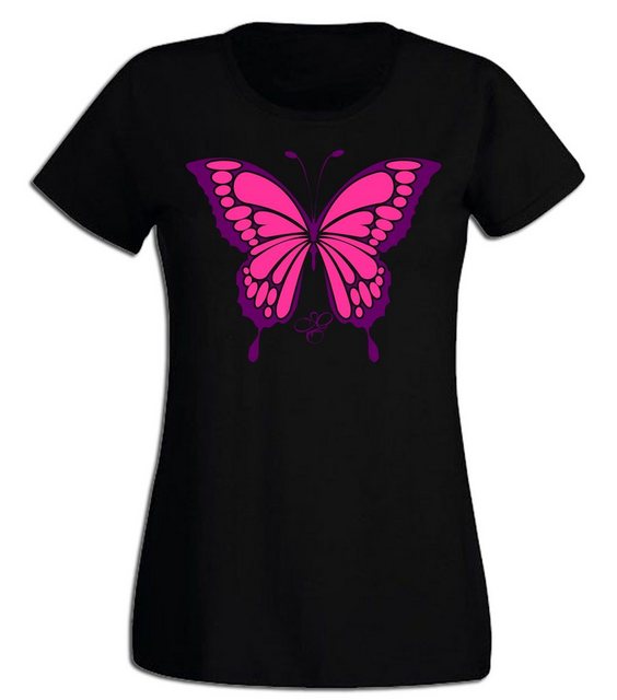 G-graphics T-Shirt Damen T-Shirt - Schmetterling Pink-Purple-Collection, mi günstig online kaufen