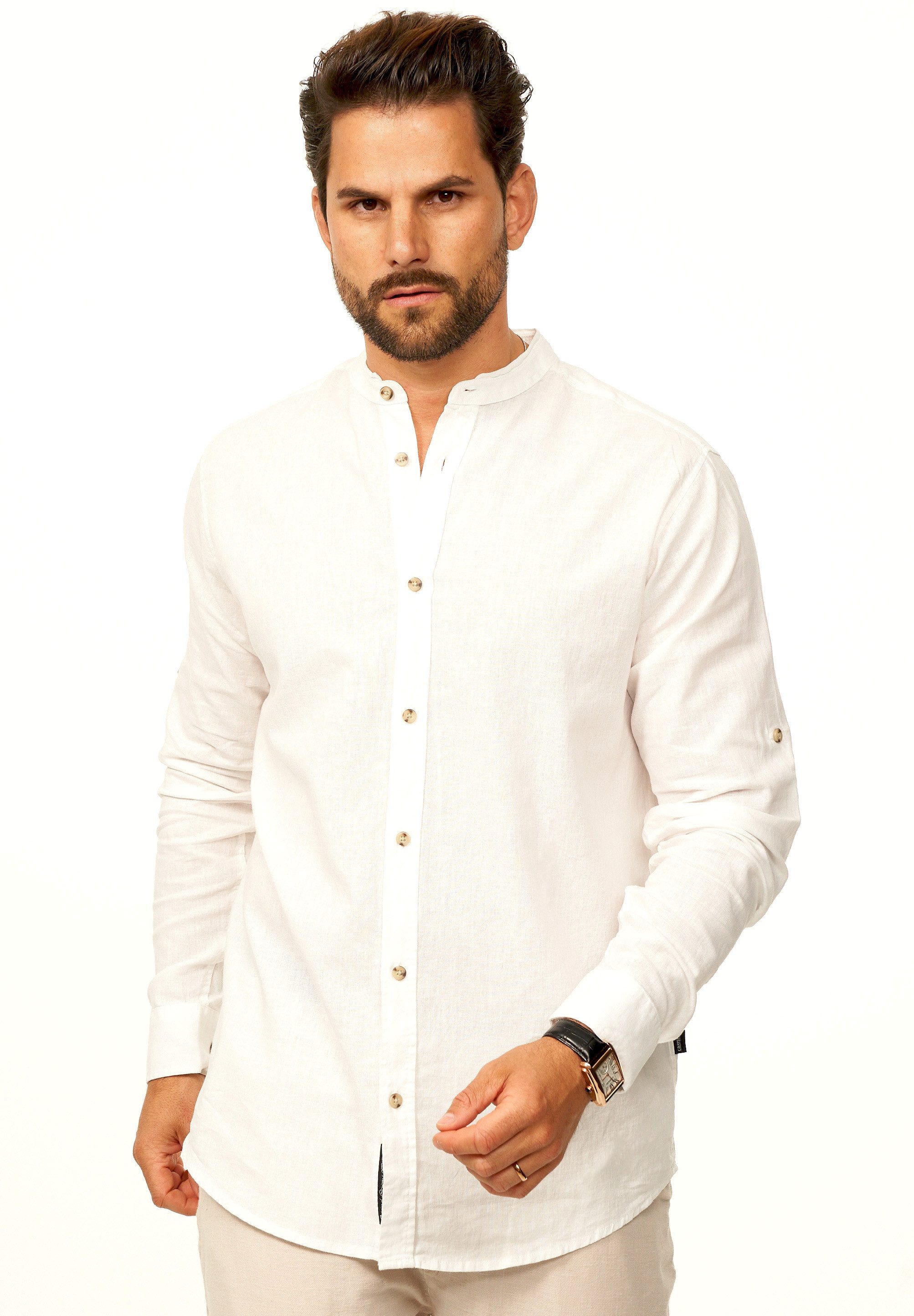 behype Langarmhemd aus Leinen im Regular-Fit günstig online kaufen