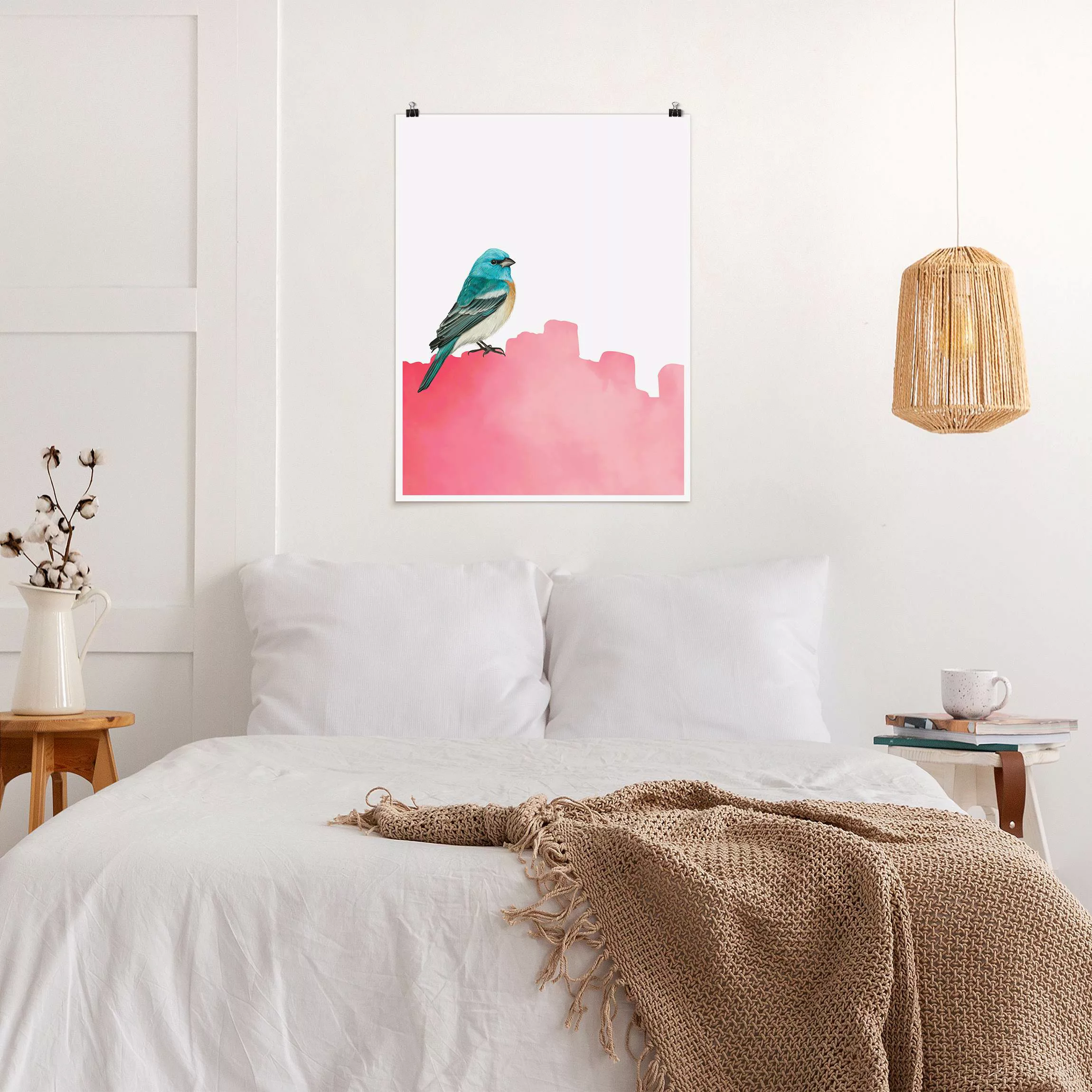 Poster Vogel auf Pink günstig online kaufen