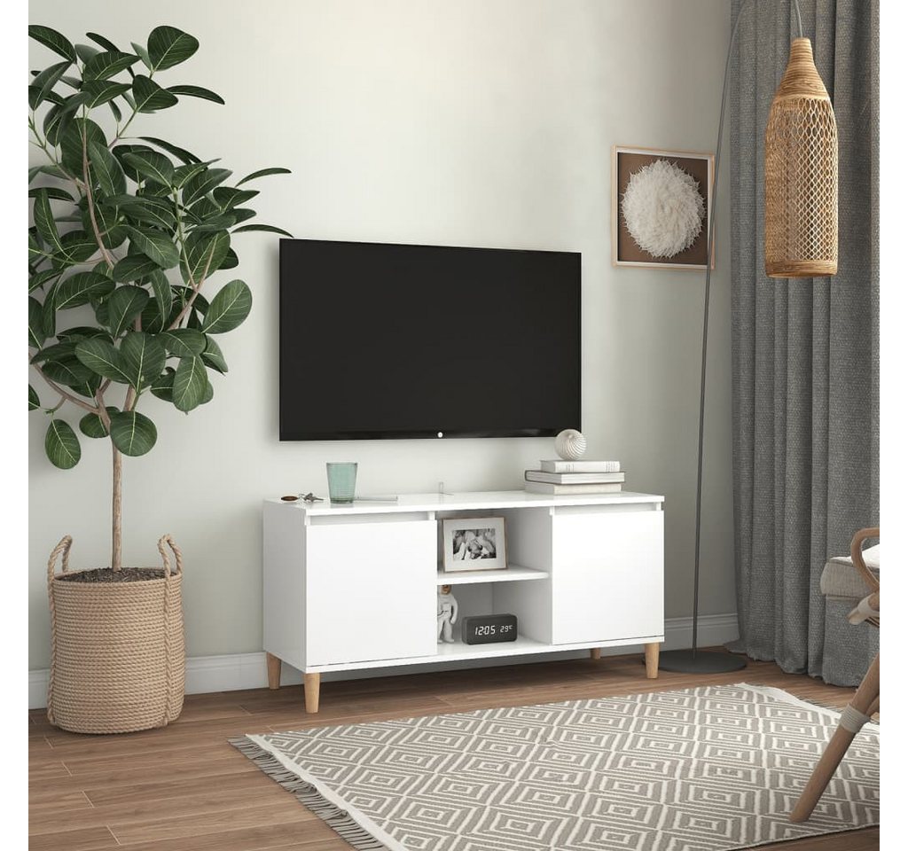 vidaXL TV-Schrank TV-Schrank mit Massivholz-Beinen Weiß 103,5x35x50 cm Lowb günstig online kaufen