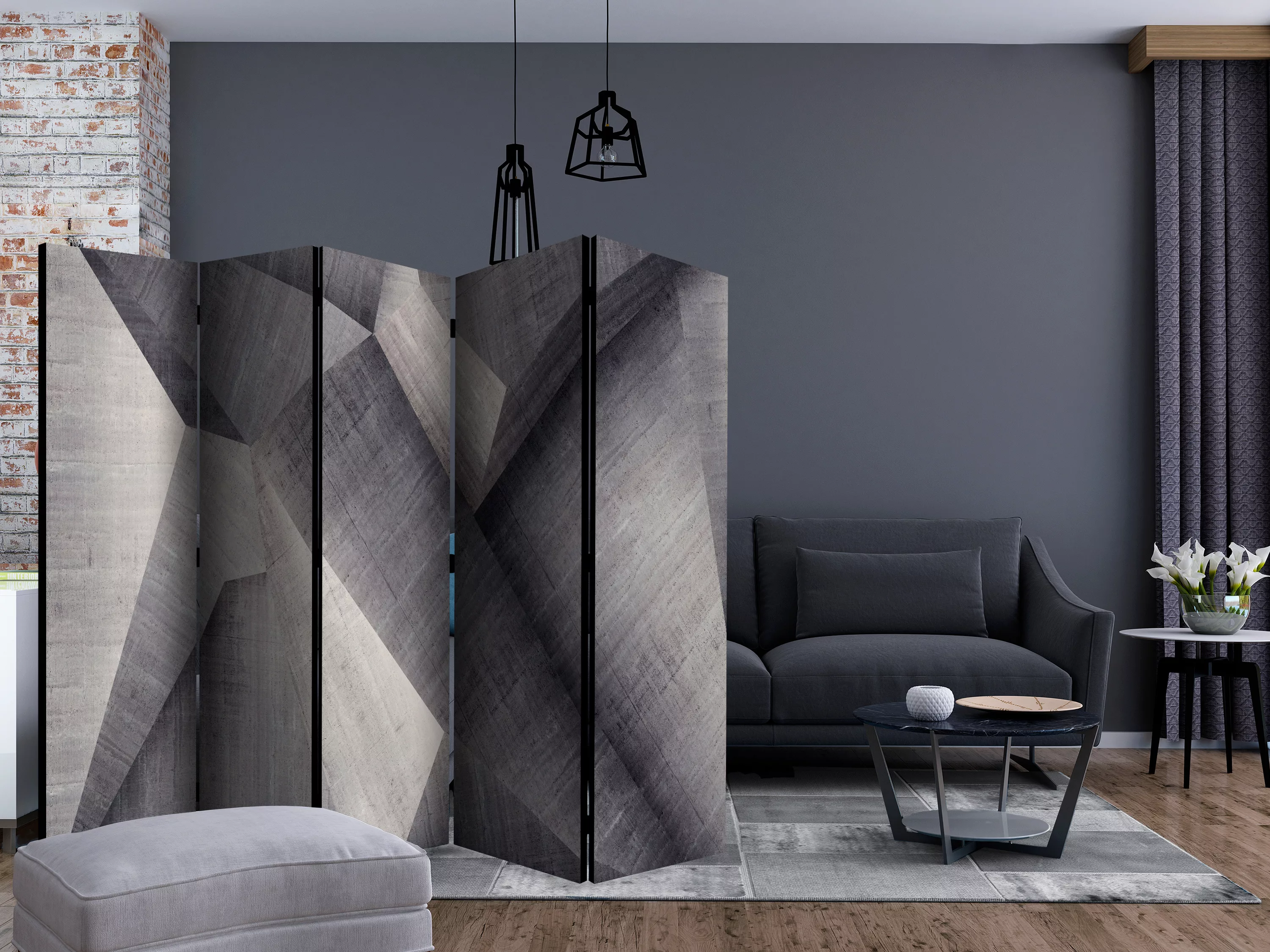 5-teiliges Paravent - Abstract Concrete Blocks Ii [room Dividers] günstig online kaufen