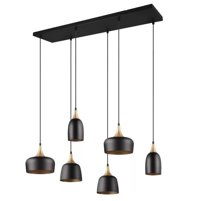 Pendelleuchte 6xE14 Goldfarbig 1 Stück Metall Schwarz, Gelb günstig online kaufen