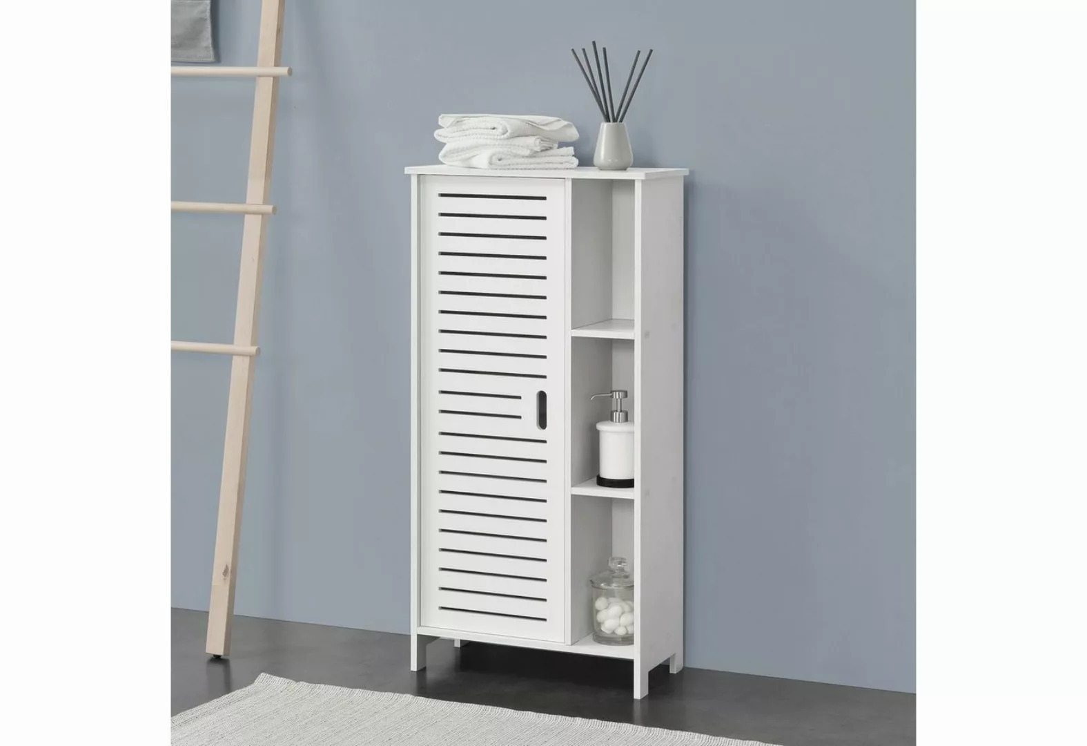 en.casa Badezimmerschrank 96x48x24cm Badschrank Ablage Beistellschrank WPC günstig online kaufen