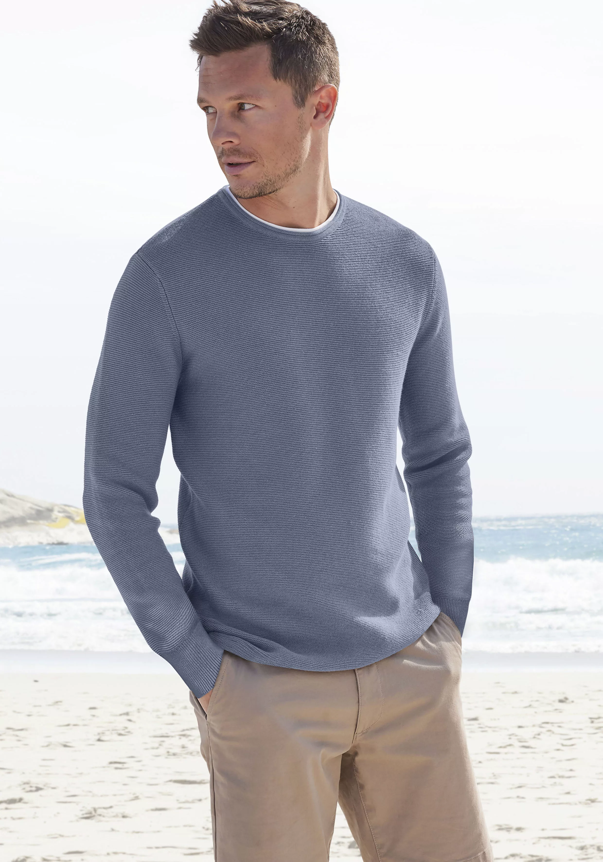 AUTHENTIC LE JOGGER Strickpullover mit Double-Layer Optik, Pullover aus rei günstig online kaufen