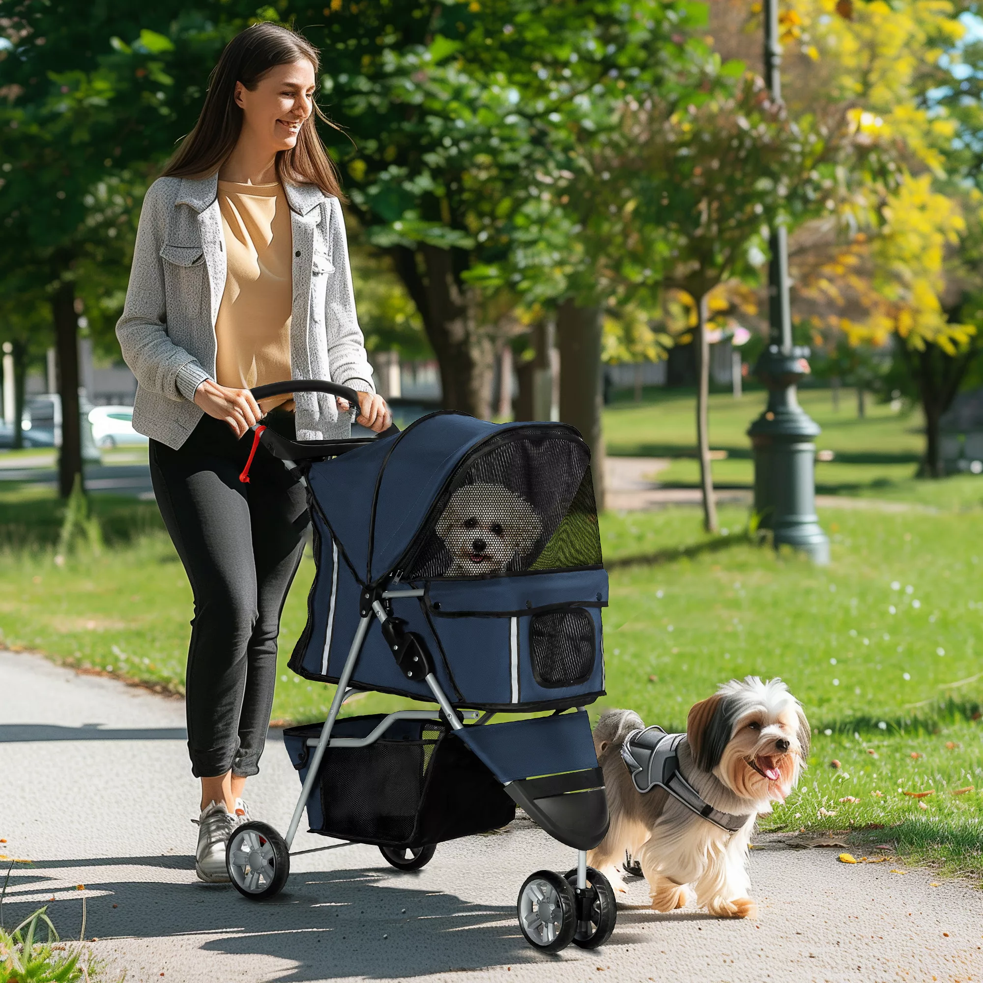 PawHut Hundekinderwagen zusammenklappbarer Buggy, faltbarer Wagen für Hunde günstig online kaufen