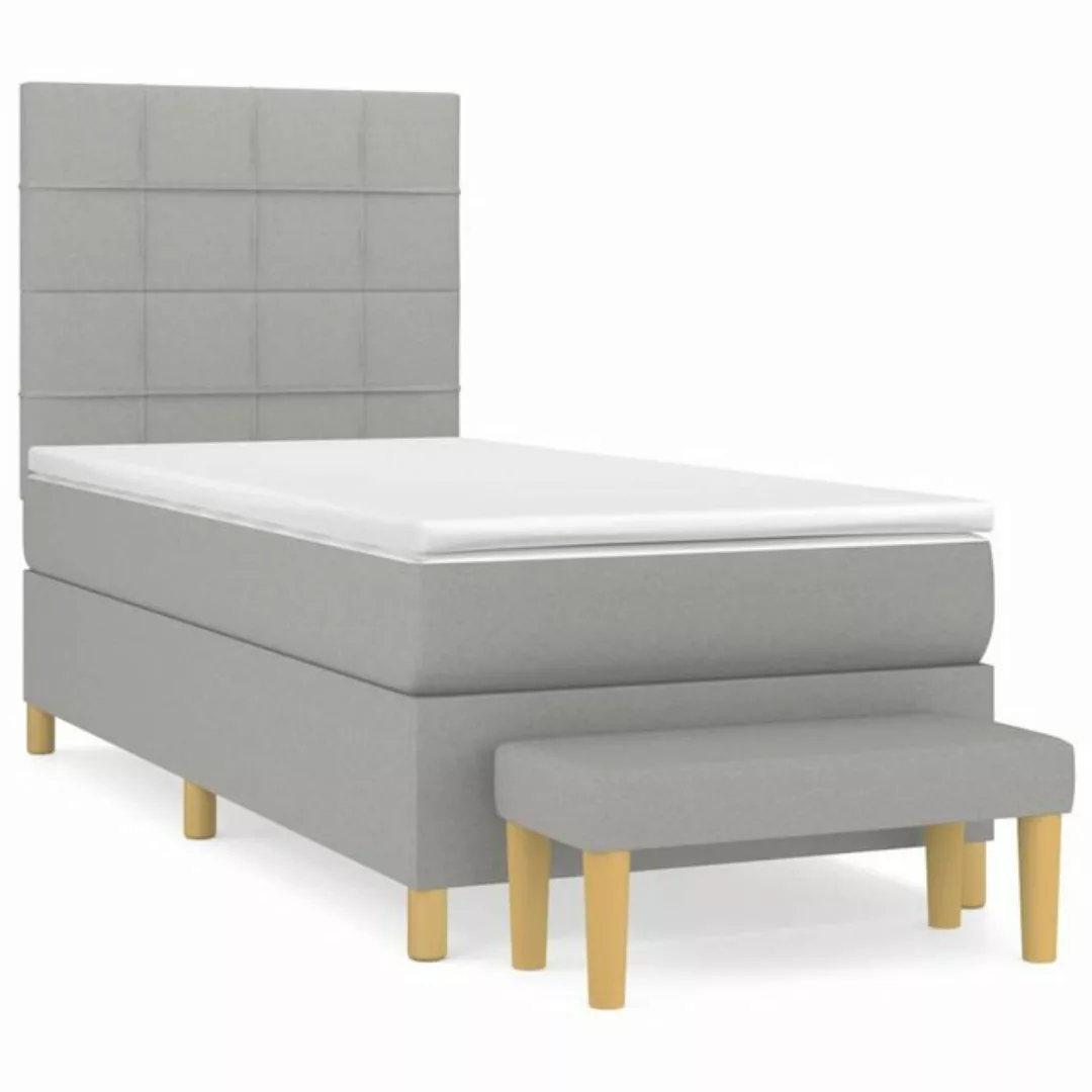 vidaXL Bettgestell Boxspringbett mit Matratze Hellgrau 90x190 cm Stoff Bett günstig online kaufen