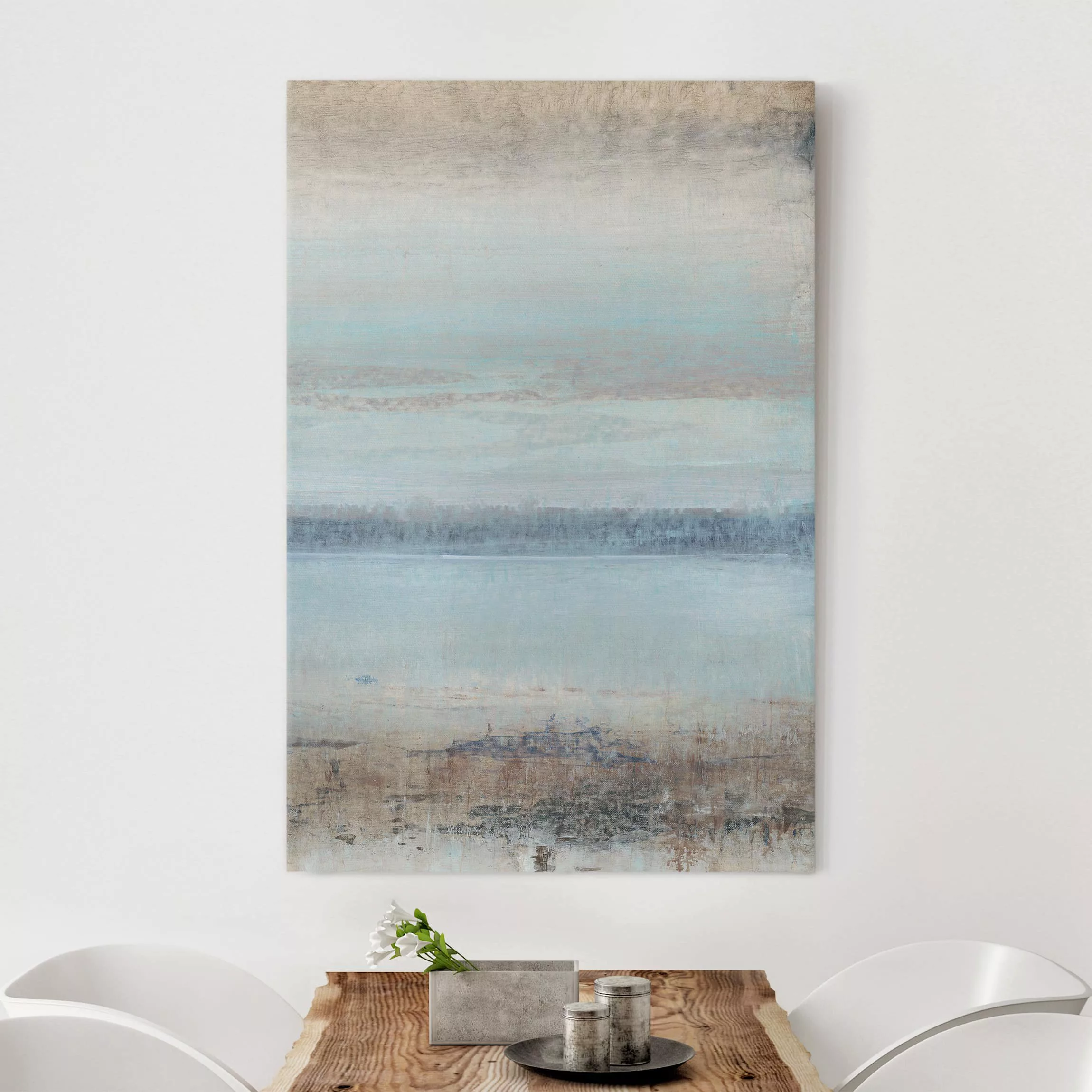 Leinwandbild Abstrakt - Hochformat Horizont über Blau II günstig online kaufen