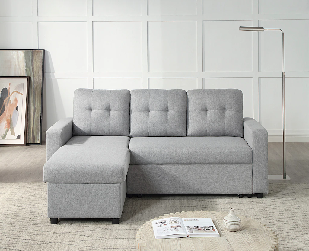 ATLANTIC home collection Ecksofa "Gino L-Form", mit Schlaffunktion und Stau günstig online kaufen