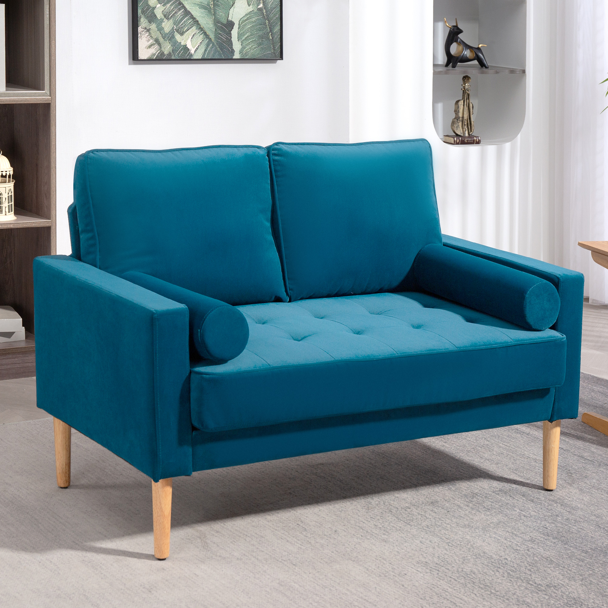 HOMCOM Zweisitzer-Sofa modernes Samtsofa 127 cm, dicke Federkissen, Kautsch günstig online kaufen