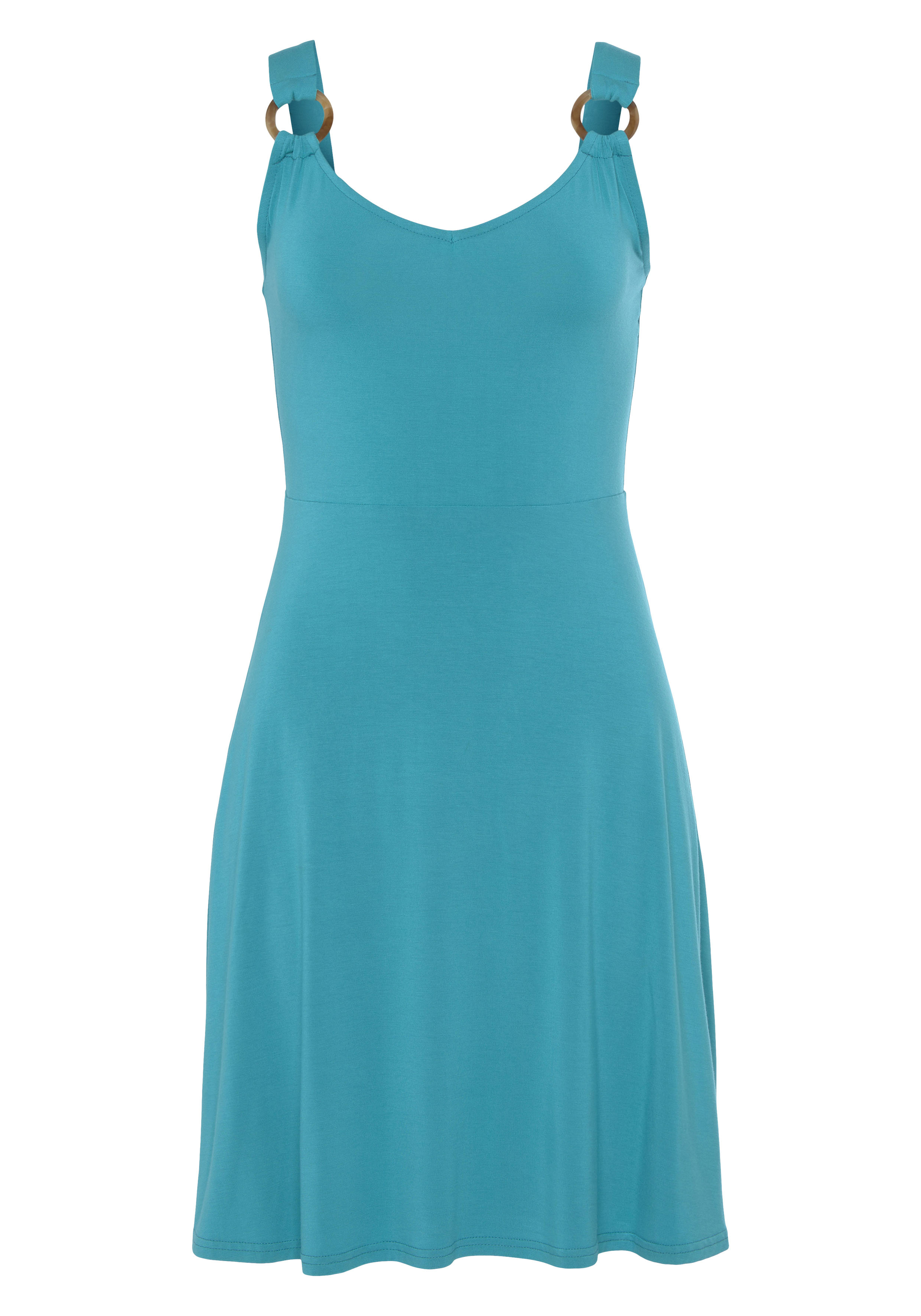 LASCANA Jerseykleid mit Ringdetails an den Trägern, Strandkleid, Minikleid, günstig online kaufen