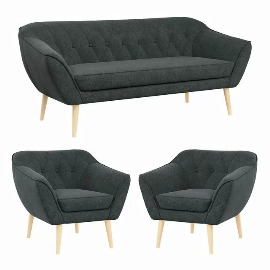 MKS MÖBEL Sofa PIRS 3 1 1, Set, Sofa, Sessel, T30-Schaum, Holzbeine, mit Re günstig online kaufen