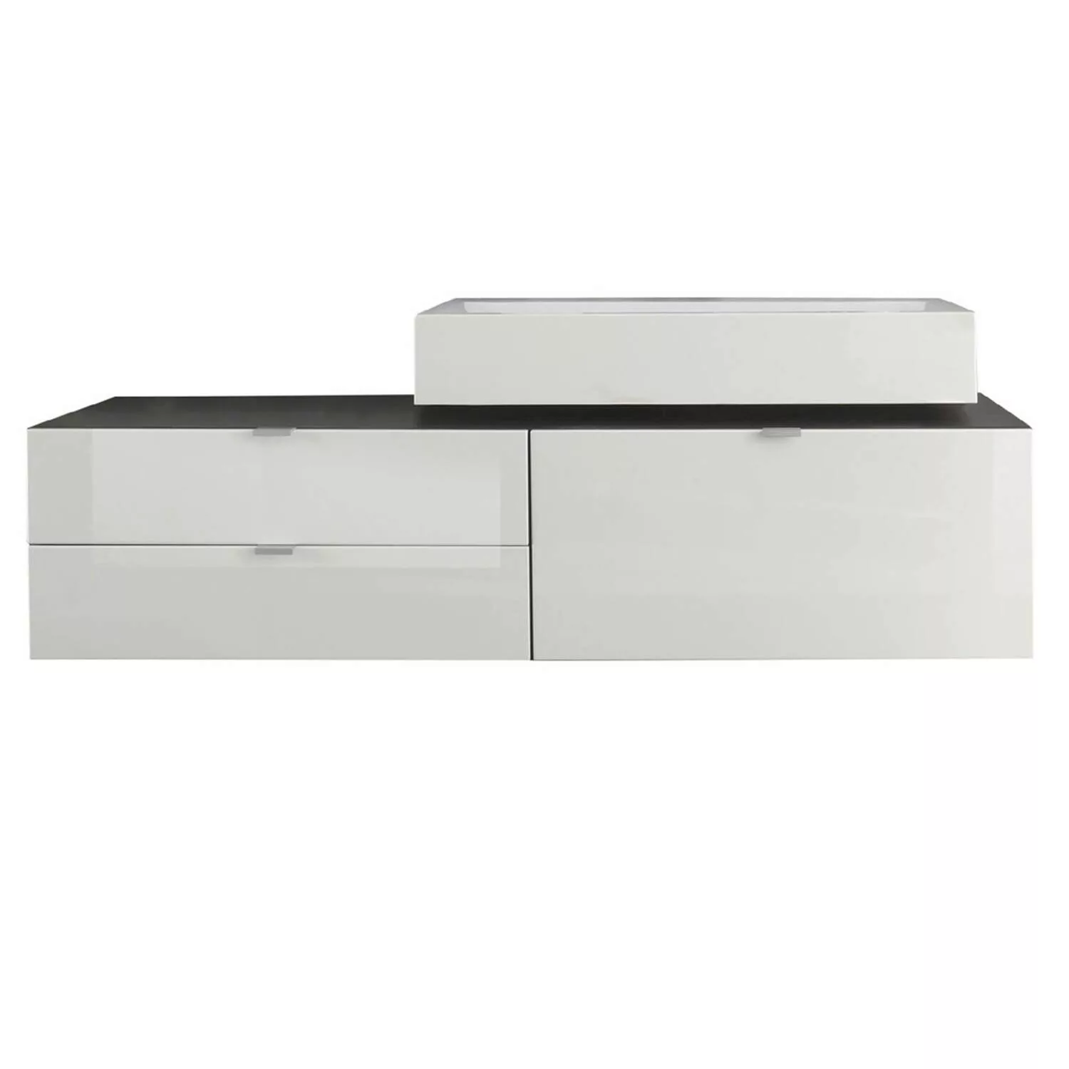 Lomadox Waschtisch Set BITOLA-19 in Grau mit Front in Weiß Hochglanz, B/H/T günstig online kaufen