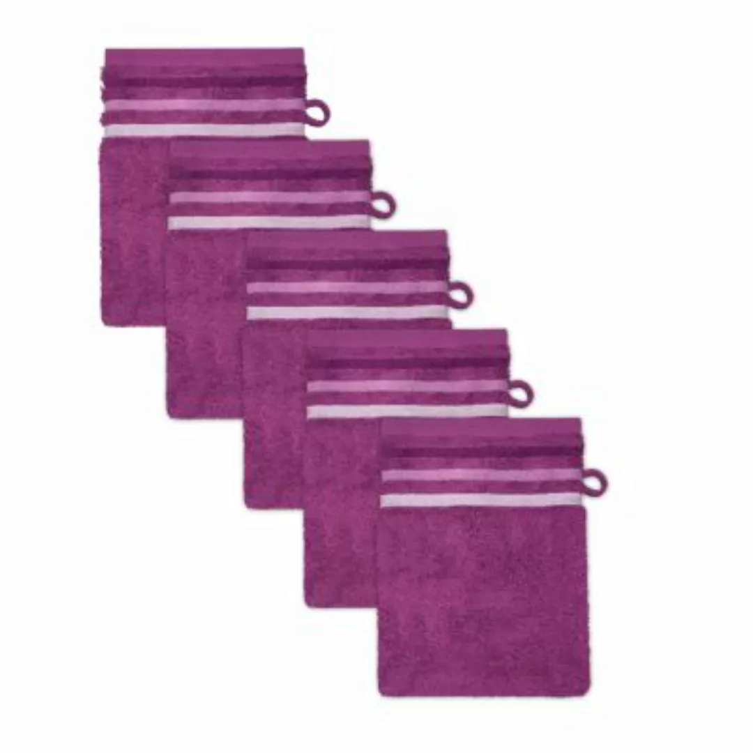 SCHIESSER Frottier-Set Skyline Color, 5x Waschhandschuh violett Gr. 16 x 22 günstig online kaufen