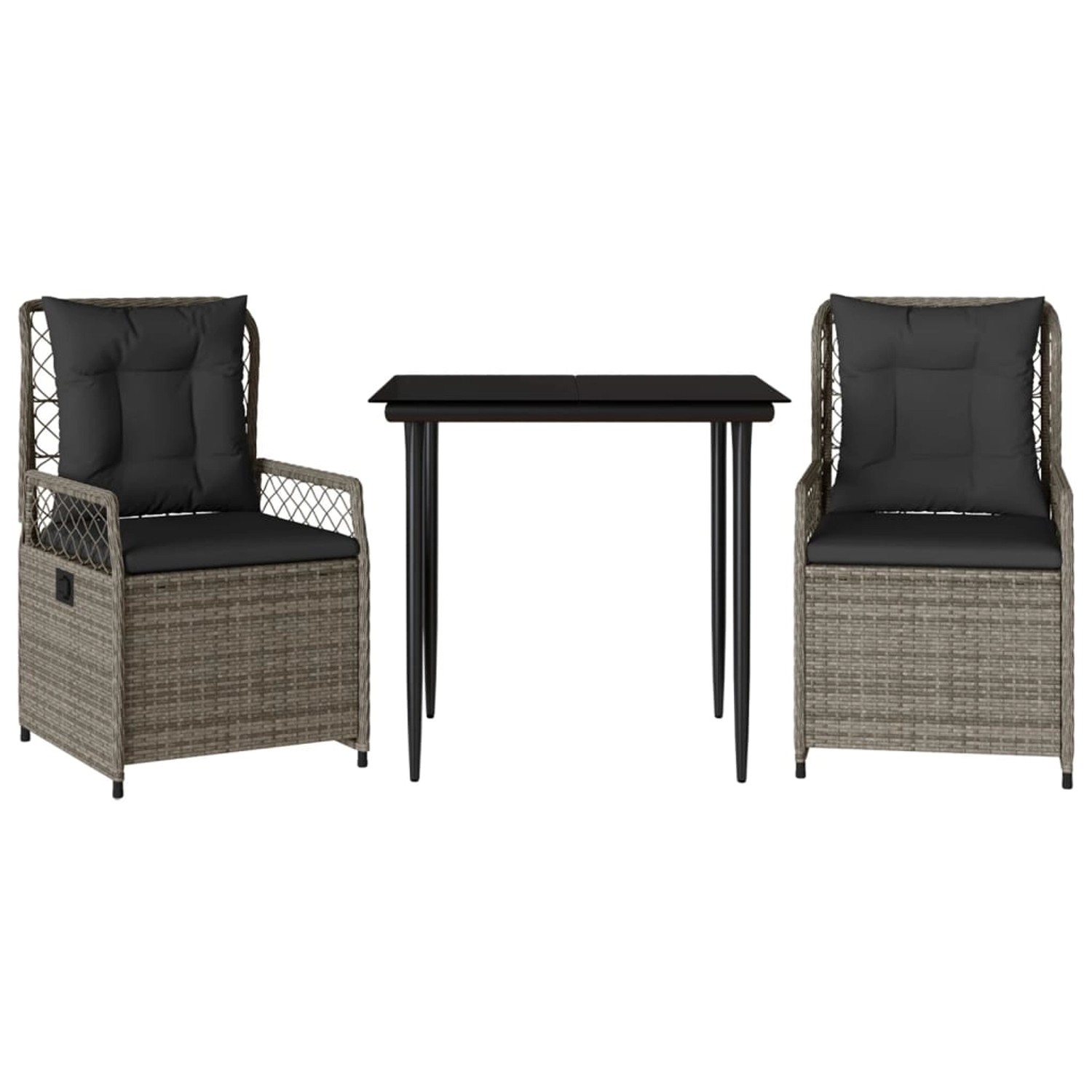 vidaXL 3-Tlg Garten-Essgruppe mit Kissen Grau Poly Rattan 3262985 günstig online kaufen