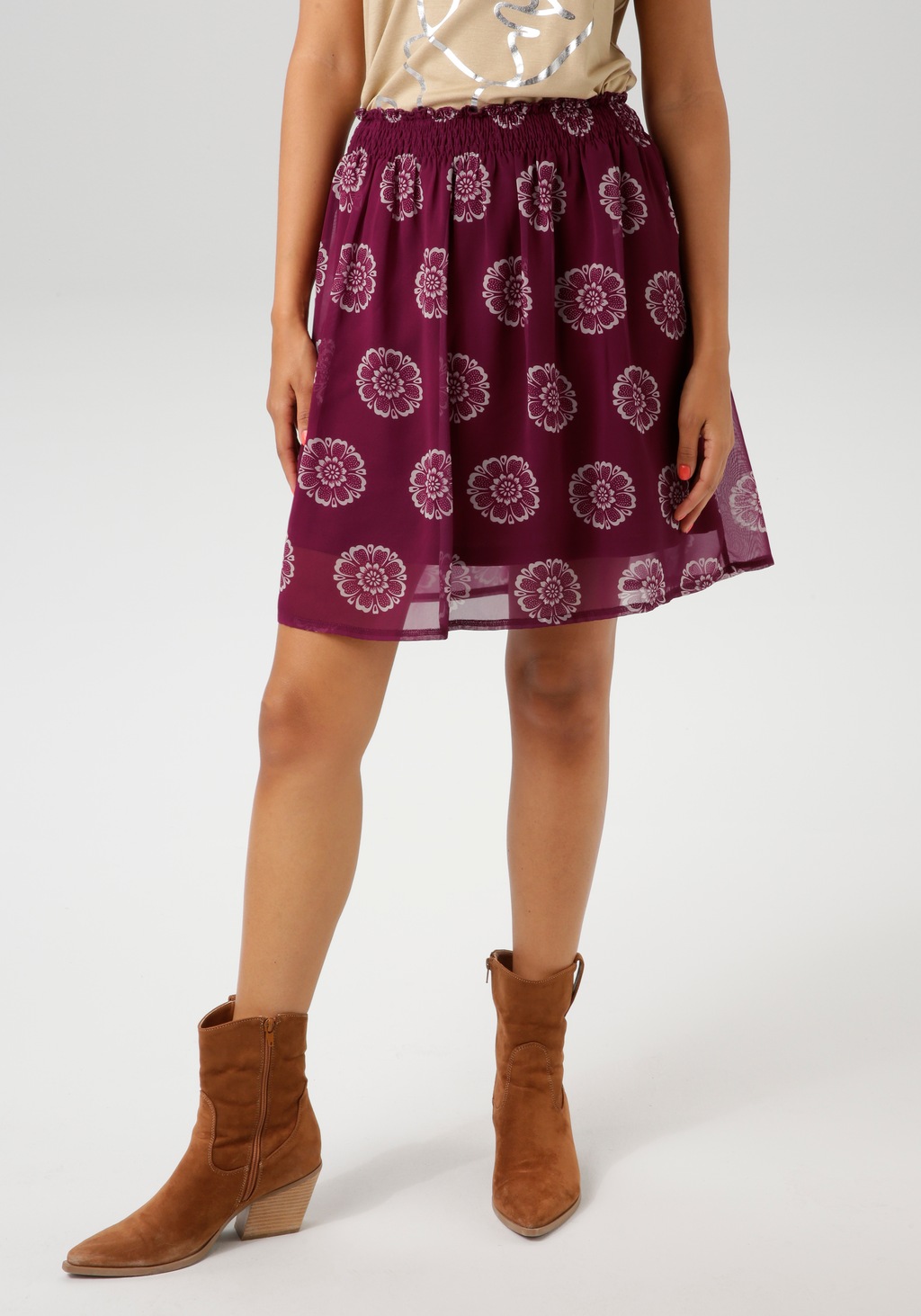 Aniston CASUAL Minirock, mit extravaganten Blütendruck günstig online kaufen