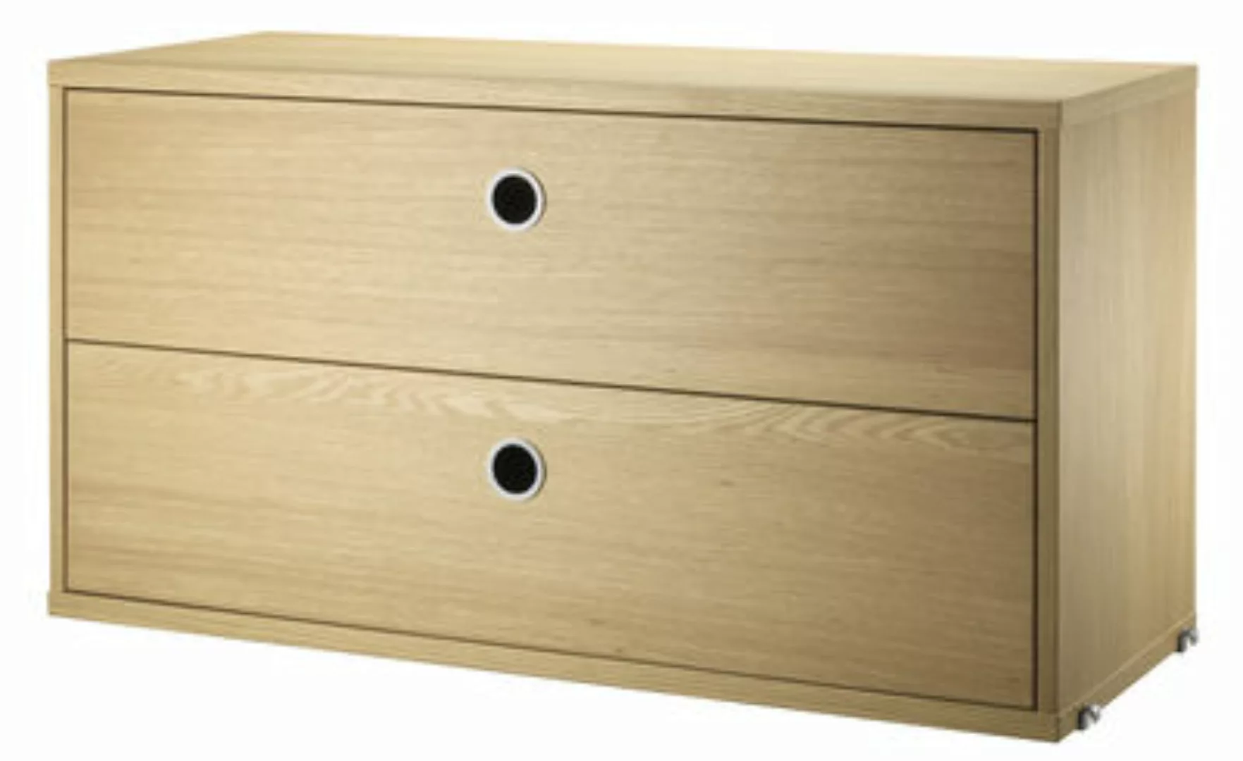 Kiste String® System holz weiß / mit 2 Schubladen - L 78 cm - String Furnit günstig online kaufen