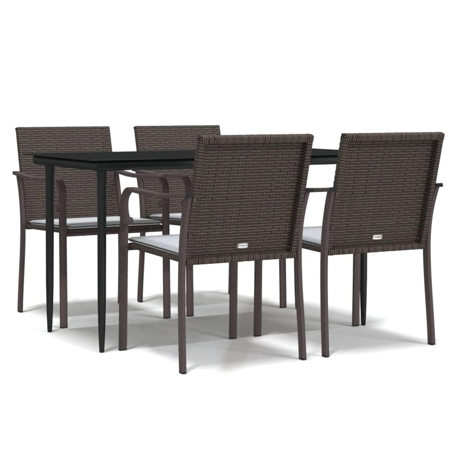 vidaXL 5-Tlg Garten-Essgruppe mit Kissen Poly Rattan und Stahl 3186941 günstig online kaufen