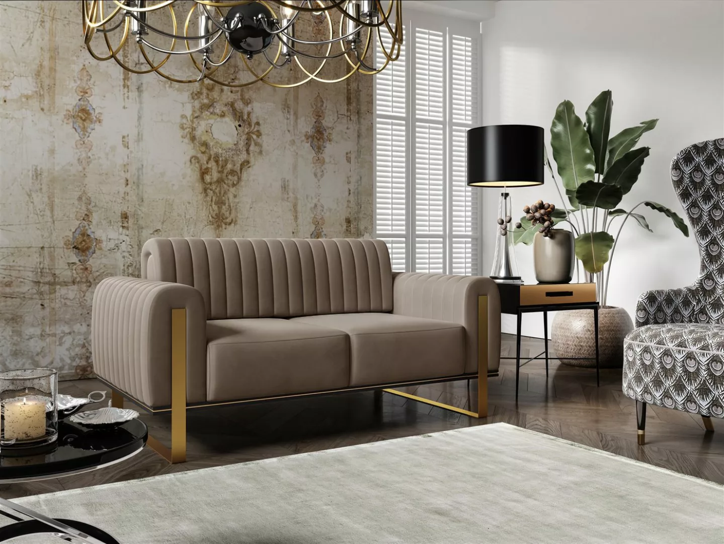 Fun Möbel 2-Sitzer Sofa Designersofa VALERIE in Stoff Elisa Velvet, auch im günstig online kaufen