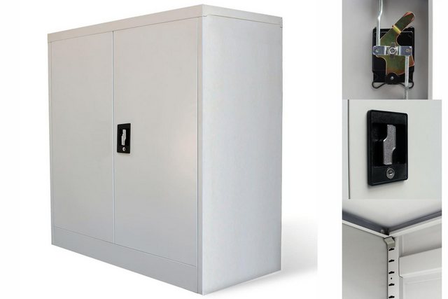 vidaXL Aktenschrank Aktenschrank mit 2 Türen Grau 90 cm Stahl günstig online kaufen