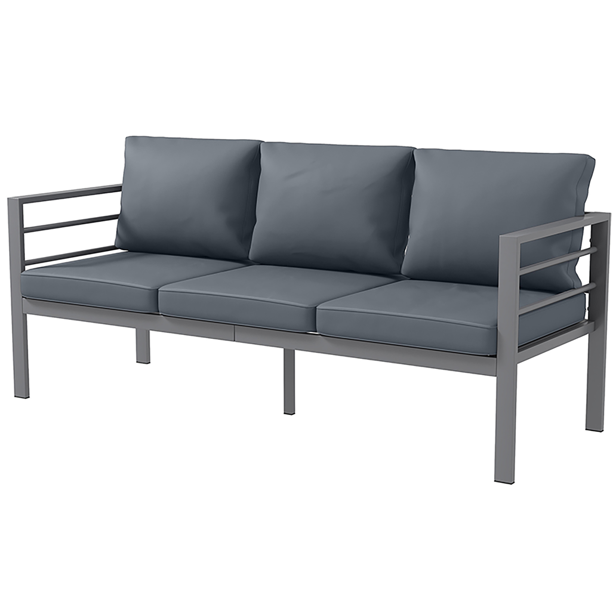 Outsunny Gartensofa 3-Sitzer Outdoor Sofa aus Aluminium mit Sitz- und Rücke günstig online kaufen