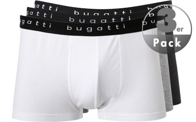 Bugatti 3-er Set Trunks Weiß, Schwarz & Grau günstig online kaufen