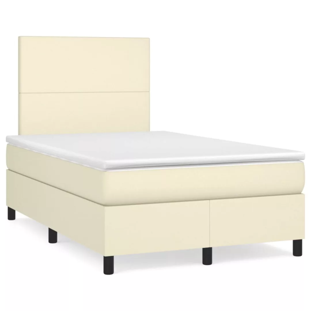 Vidaxl Boxspringbett Mit Matratze Creme 120x200 Cm Kunstleder günstig online kaufen