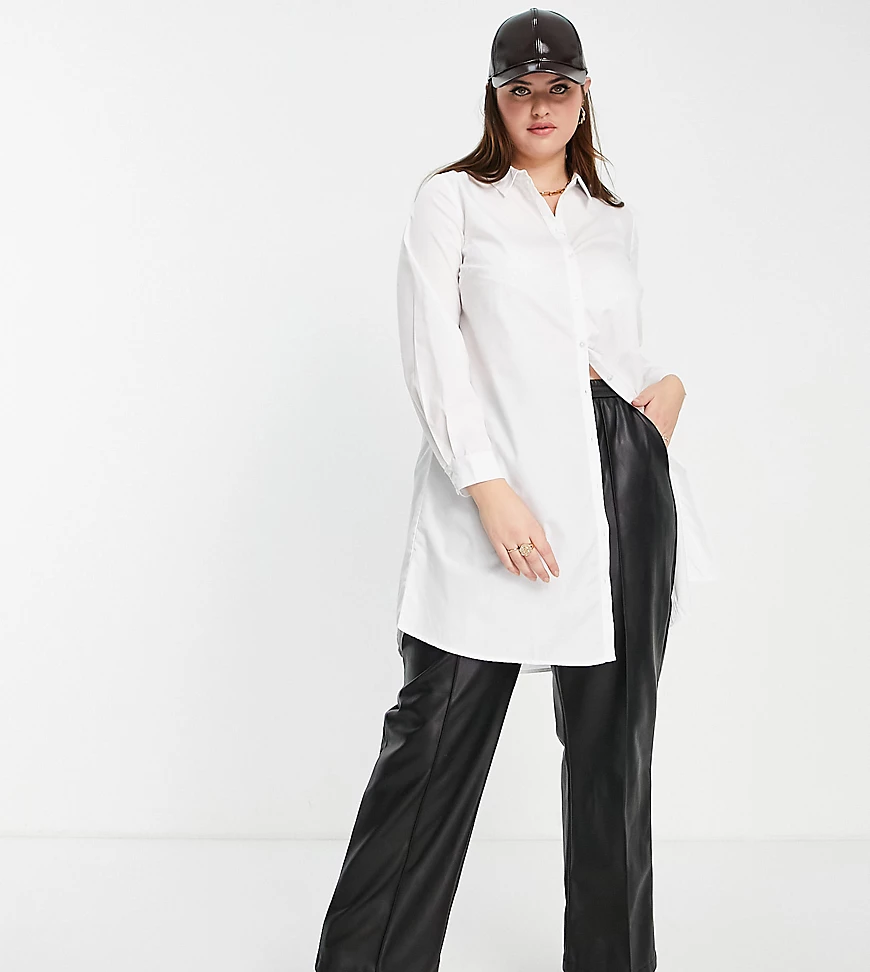 Vero Moda Curve – Langes Hemd in Weiß günstig online kaufen