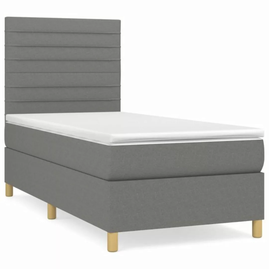 vidaXL Boxspringbett Boxspringbett mit Matratze Dunkelgrau 90x190 cm Stoff günstig online kaufen