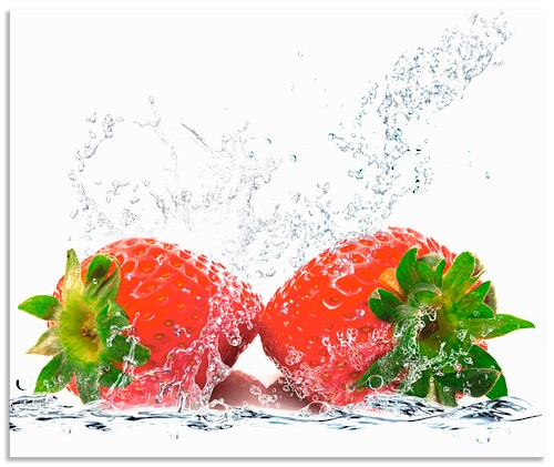 Artland Küchenrückwand "Erdbeeren mit Spritzwasser", (1 tlg.), Alu Spritzsc günstig online kaufen