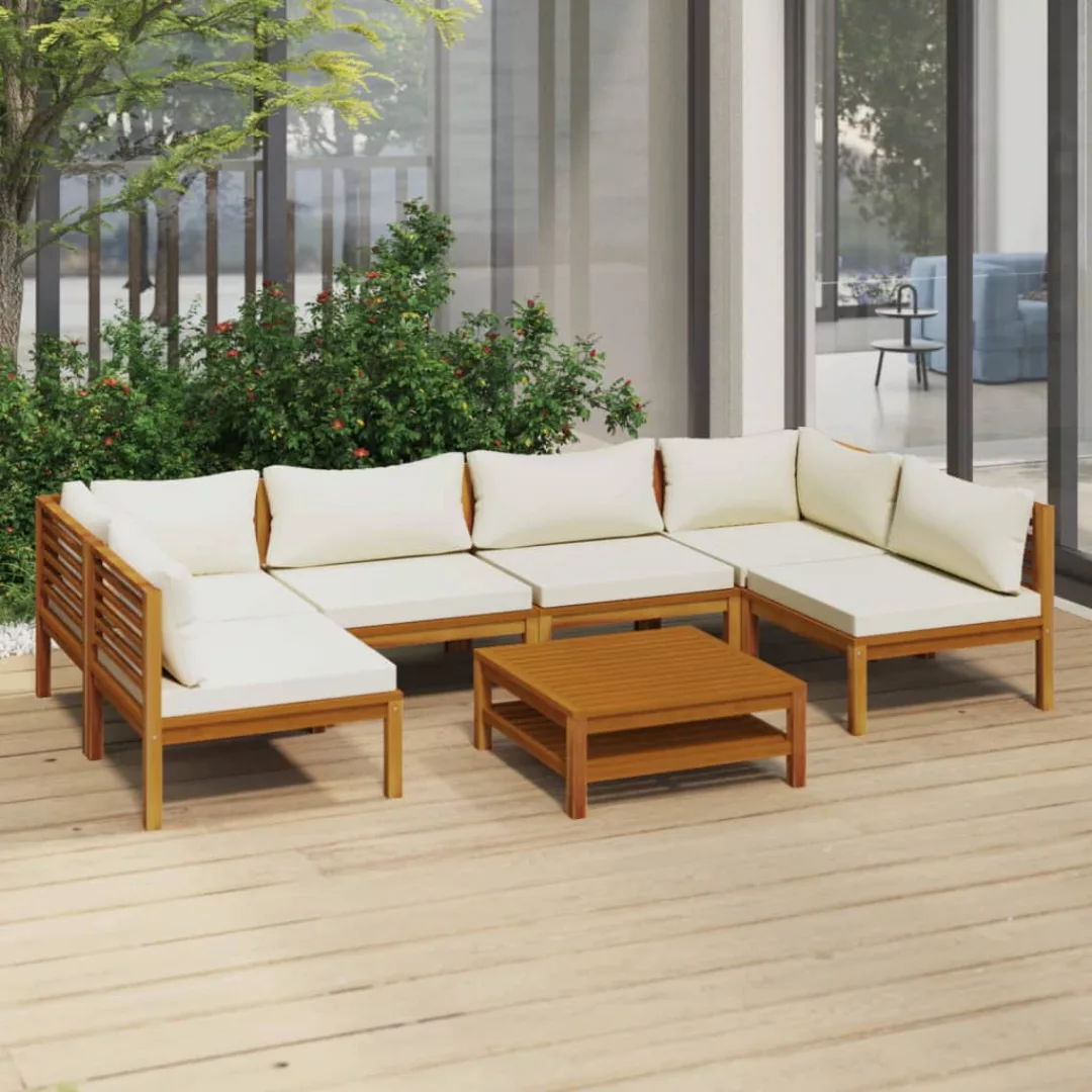 7-tlg. Garten-lounge-set Mit Creme Kissen Massivholz Akazie günstig online kaufen