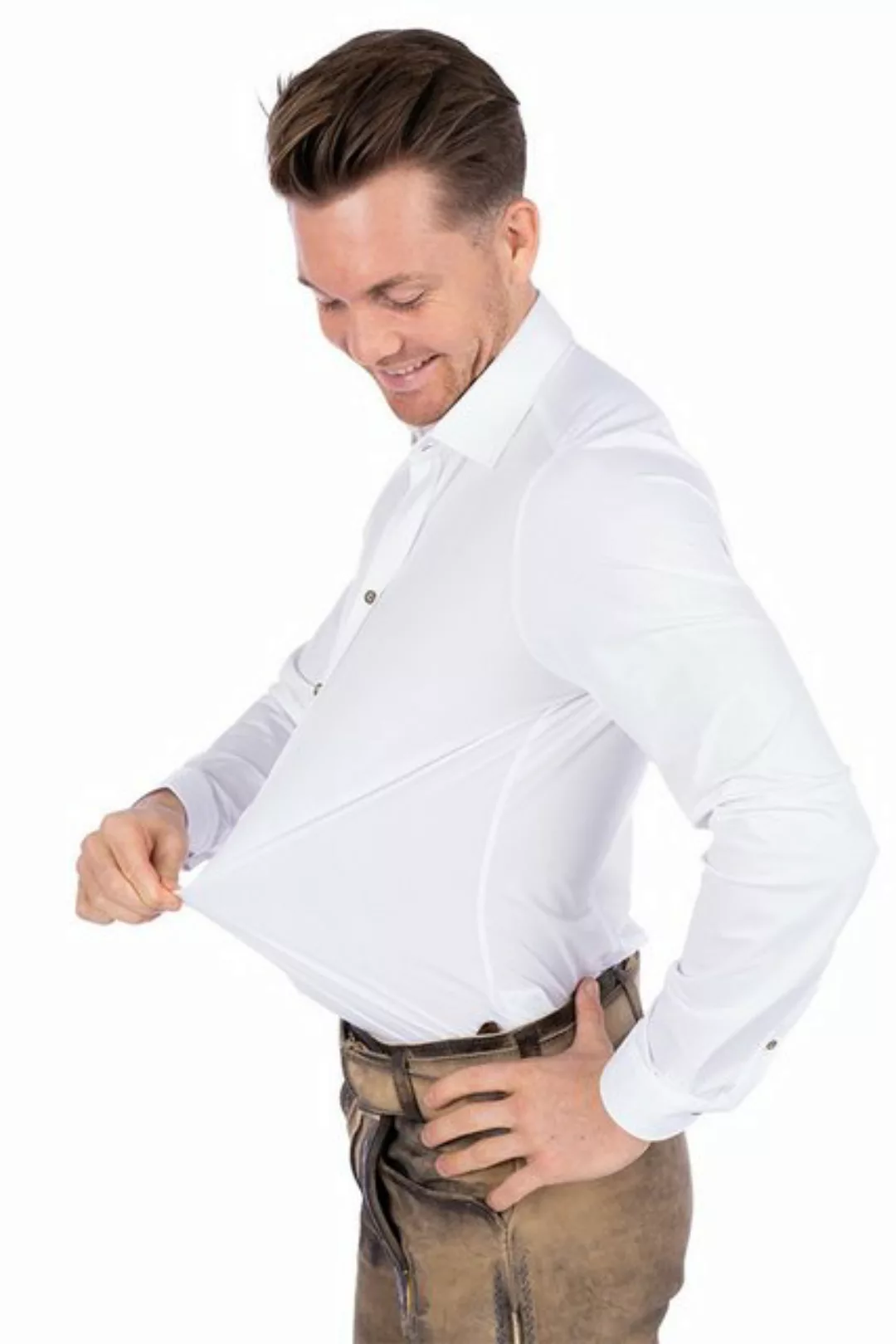 Hatico Trachtenhemd Functional Jerseyhemd - MEVIUS - weiß günstig online kaufen