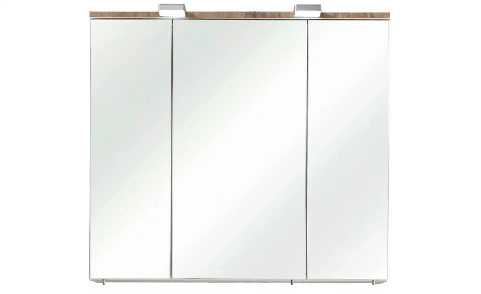 möbelando Badezimmerspiegelschrank in Weiß Glanz mit 3 Türen und 6 Einlegeb günstig online kaufen