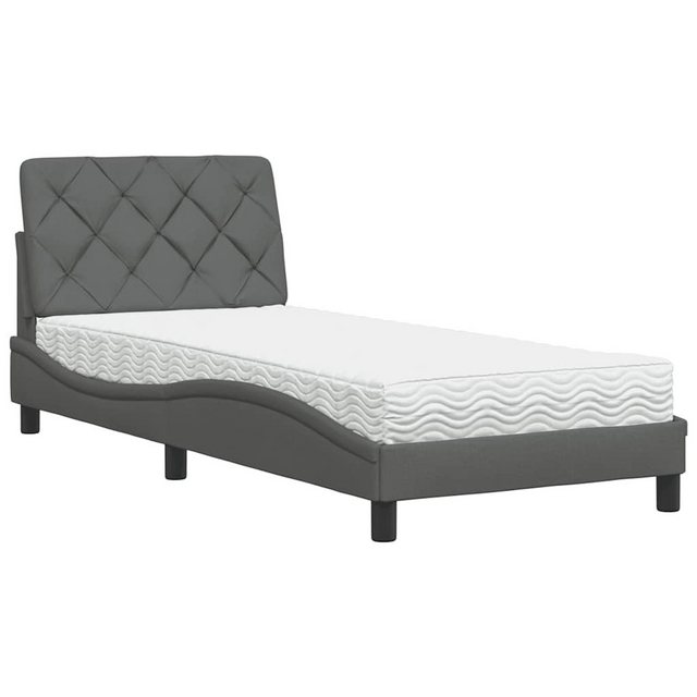 vidaXL Bett Bett mit Matratze Dunkelgrau 90x200 cm Stoff günstig online kaufen