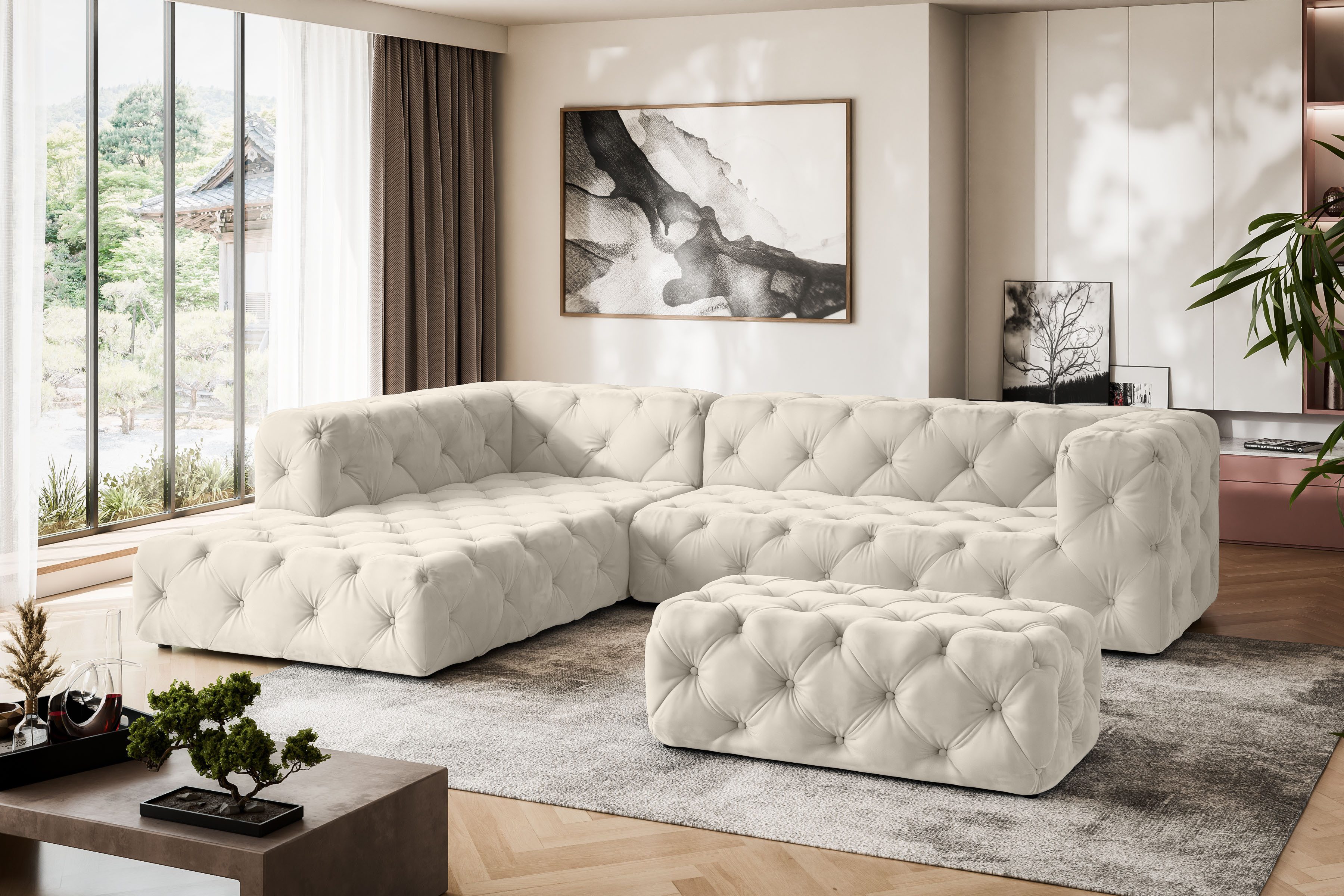 Places of Style Ecksofa "FOLLINA", L-Form, mit klassischer Chesterfield-Kno günstig online kaufen