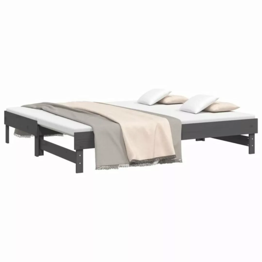 furnicato Bett Tagesbett Ausziehbar Grau 2x(90x190) cm Massivholz Kiefer (1 günstig online kaufen