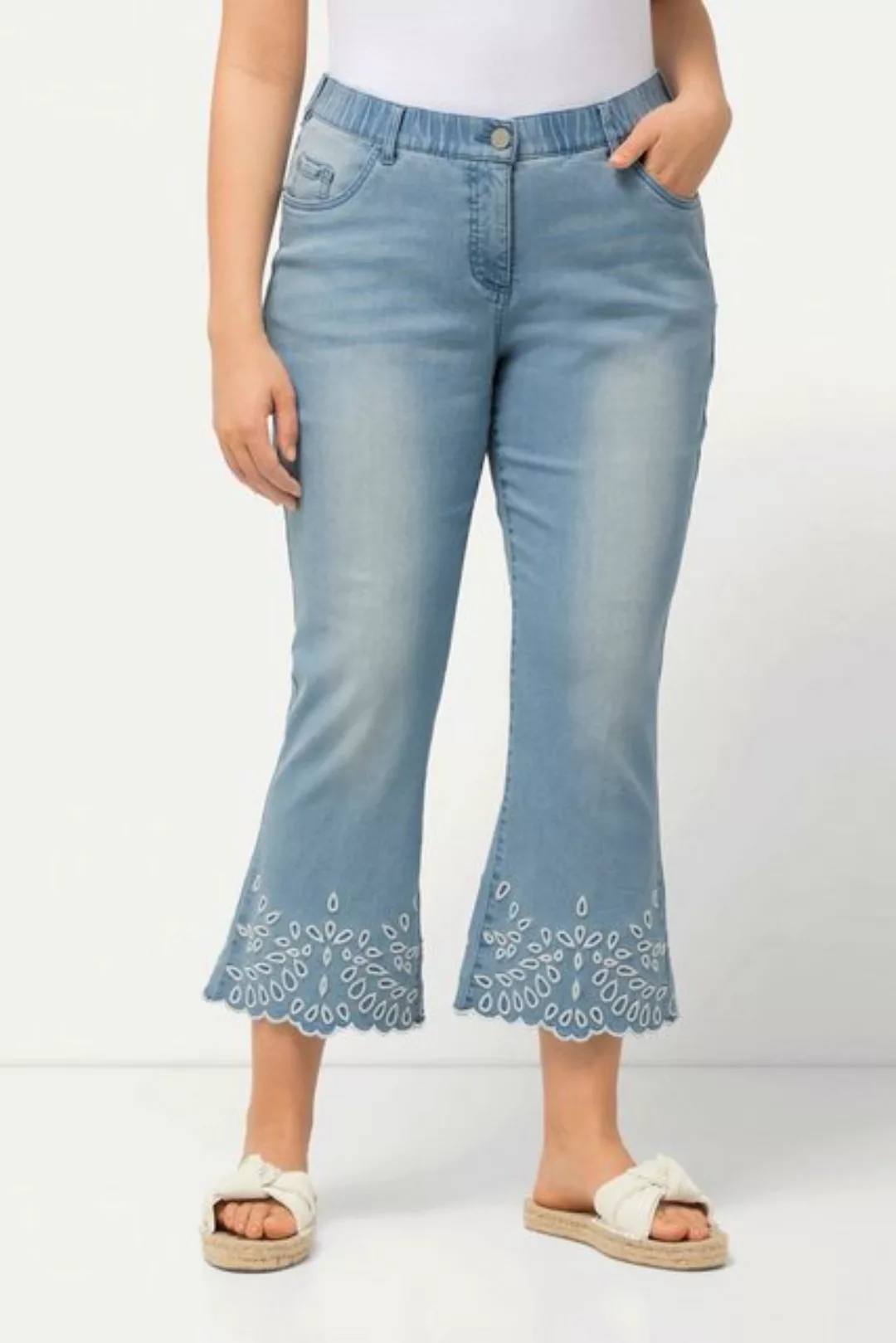 Ulla Popken Regular-fit-Jeans 7/8-Jeans Marie Stickerei Schlaghose ausgeste günstig online kaufen