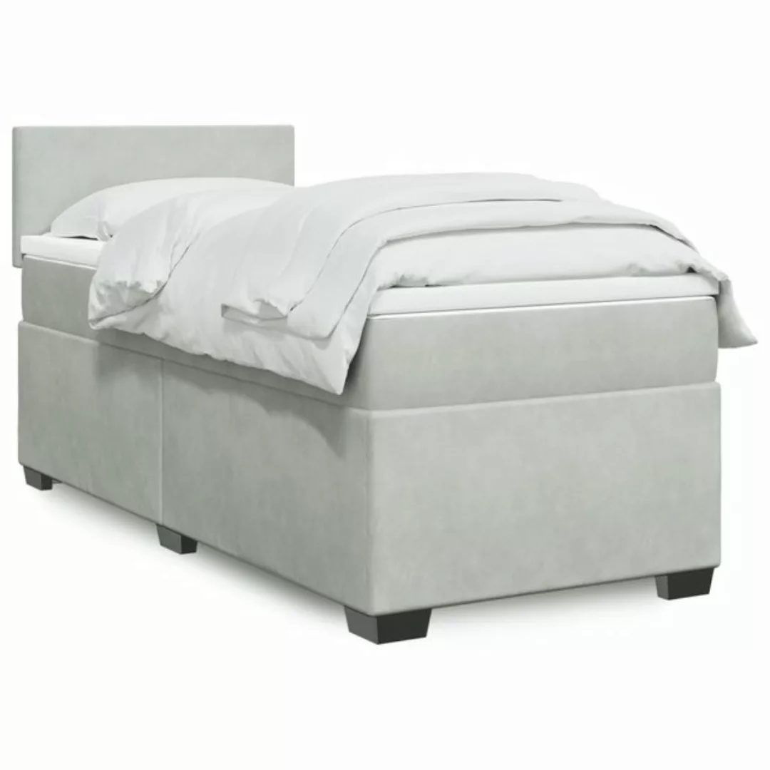 furnicato Bettgestell Boxspringbett mit Matratze Hellgrau 100x200 cm Samt günstig online kaufen