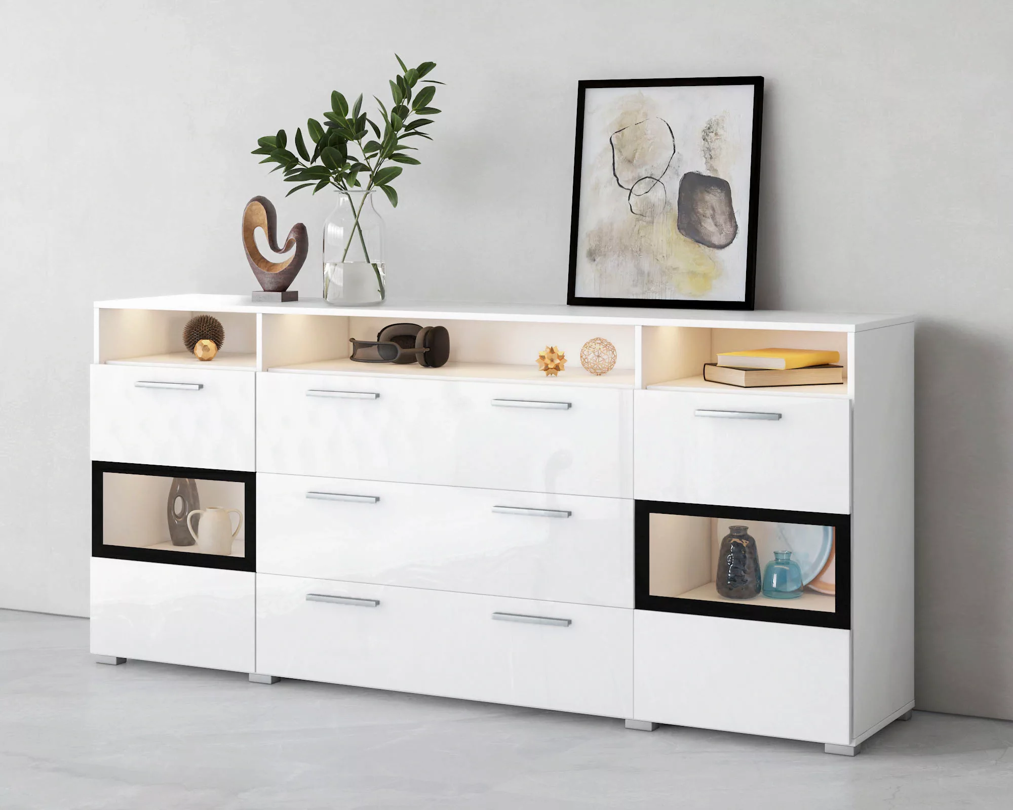 INOSIGN Sideboard "Sarah mix", Breite 182 cm, Türen mit Glaseinsatz günstig online kaufen