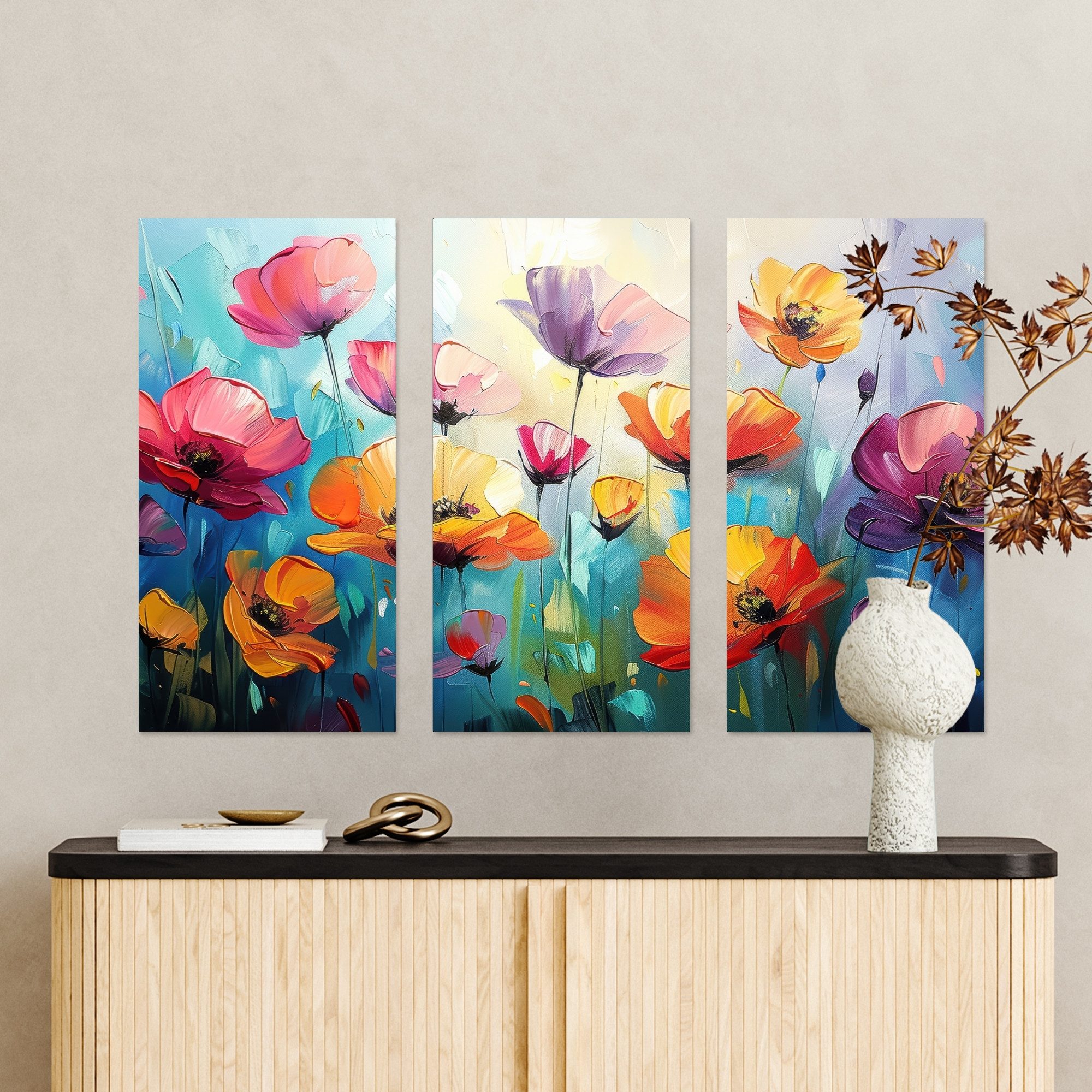 MuchoWow Leinwandbild Blumen - Bunt - günstig online kaufen