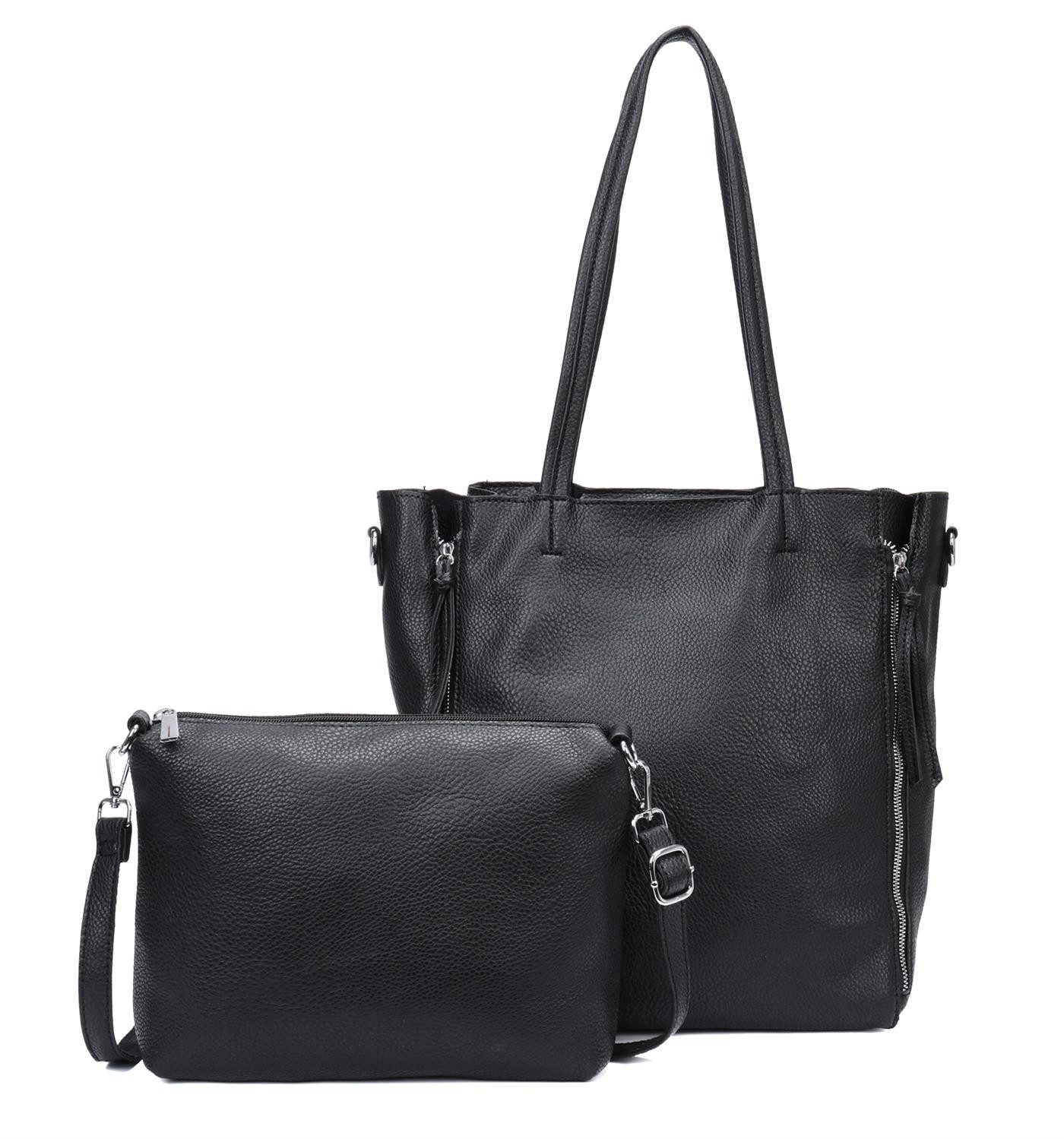 ITALYSHOP24 Schultertasche SET 2in1 Damen Tasche günstig online kaufen