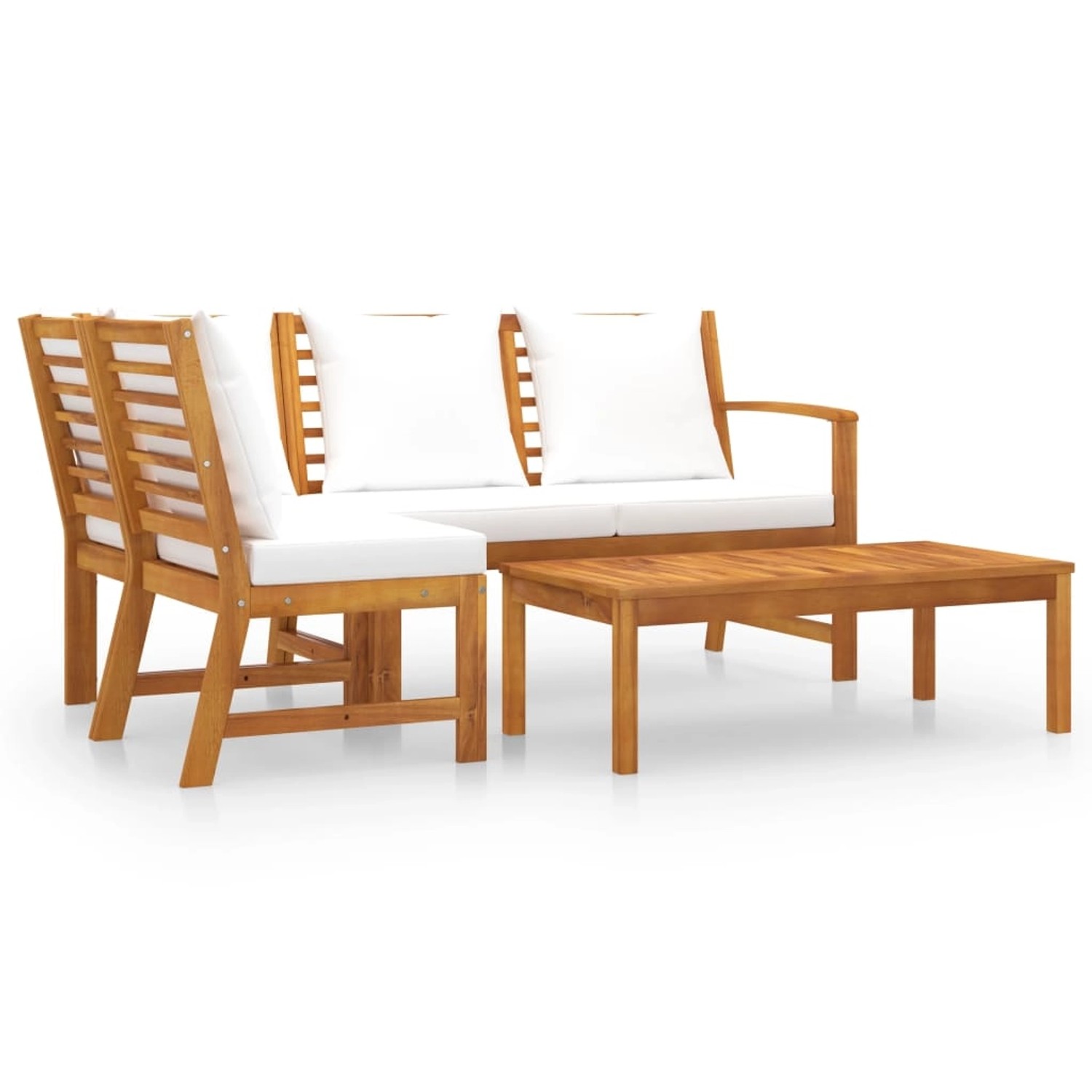 4-tlg. Garten-lounge-set Mit Auflagen Creme Massivholz Akazie günstig online kaufen