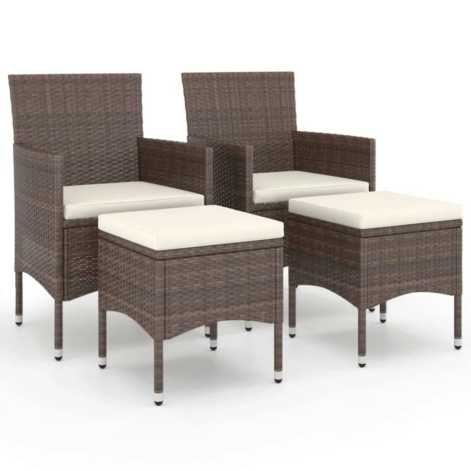 vidaXL 4-tlg. Gartenstuhl und Hocker Set Poly Rattan Braun günstig online kaufen