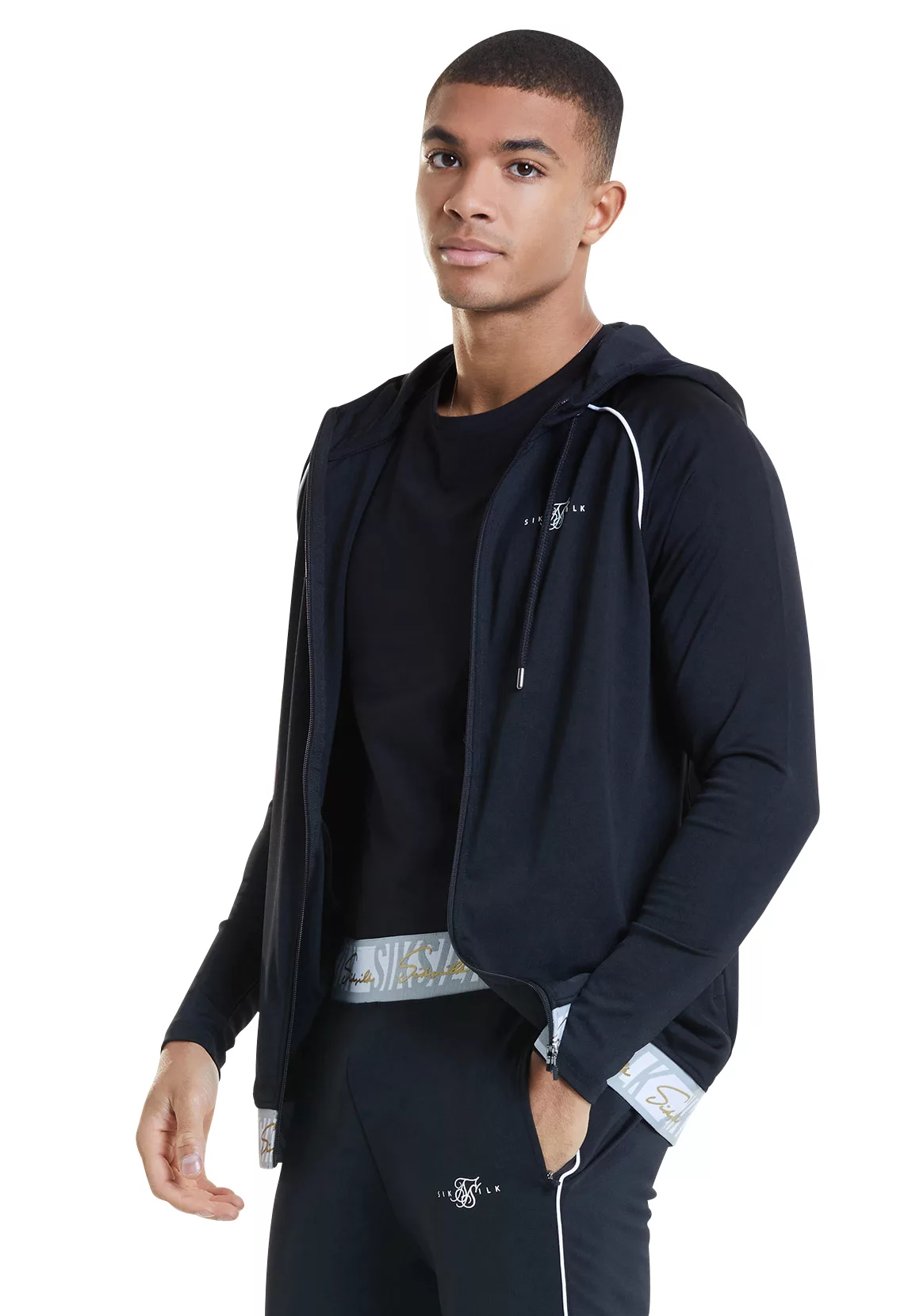 SikSilk Herren Zipper SCOPE SIGNATURE TAPE ZIP THROUGH HOODIE SS-19152 Blac günstig online kaufen