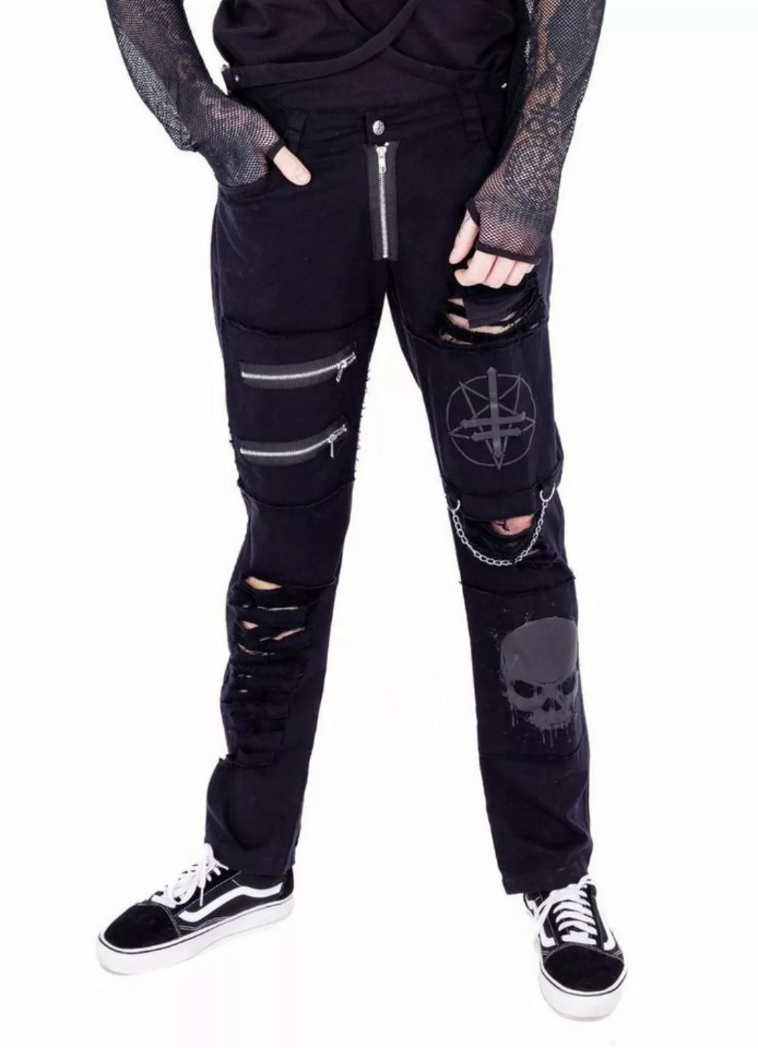 Vixxsin Stoffhose Cursed Distressed Punk Slashed Gothic Pants günstig online kaufen