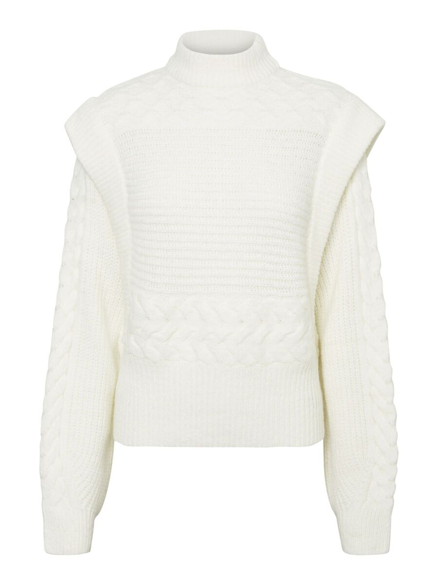 NOISY MAY Zopfstrickmuster Pullover Damen White günstig online kaufen