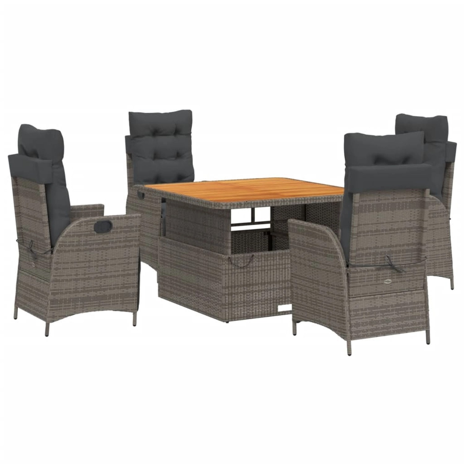 vidaXL 5-Tlg Garten-Essgruppe mit Kissen Grau Poly Rattan 3277462 günstig online kaufen